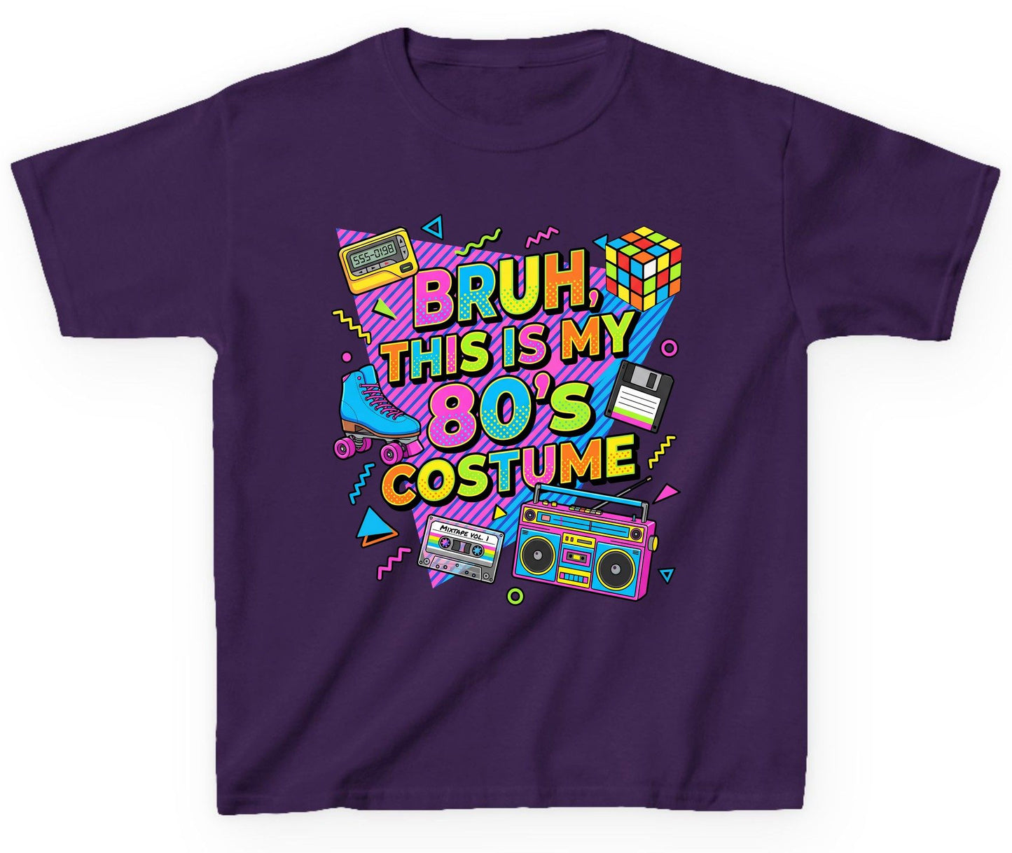 BRUH THIS IS MY 80'S Costume Funny Nostalgia Youth T-Shirt - product mockup - Purple