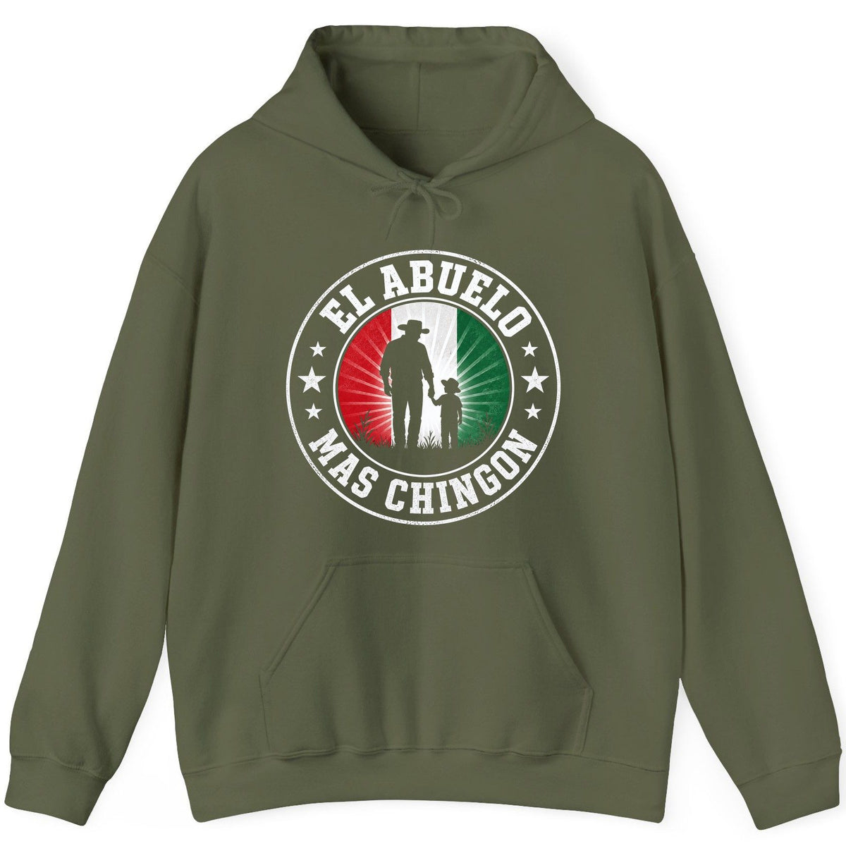 El Abuelo Mas Chingon mexican grandfather Hoodie Military Green product mockup