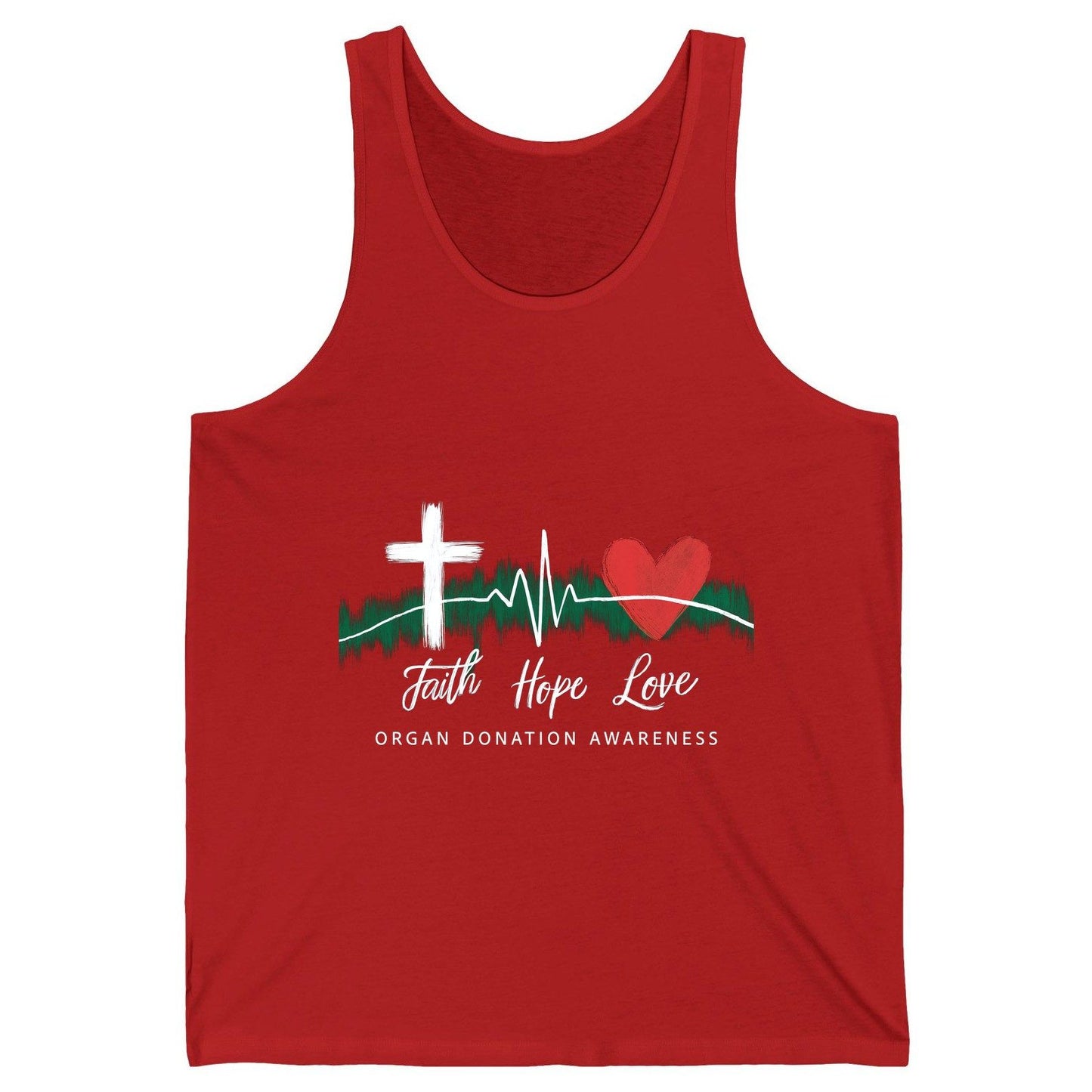 Faith Hope Love Organ Donation Awareness organ donation awareness Tank Top Red product mockup
