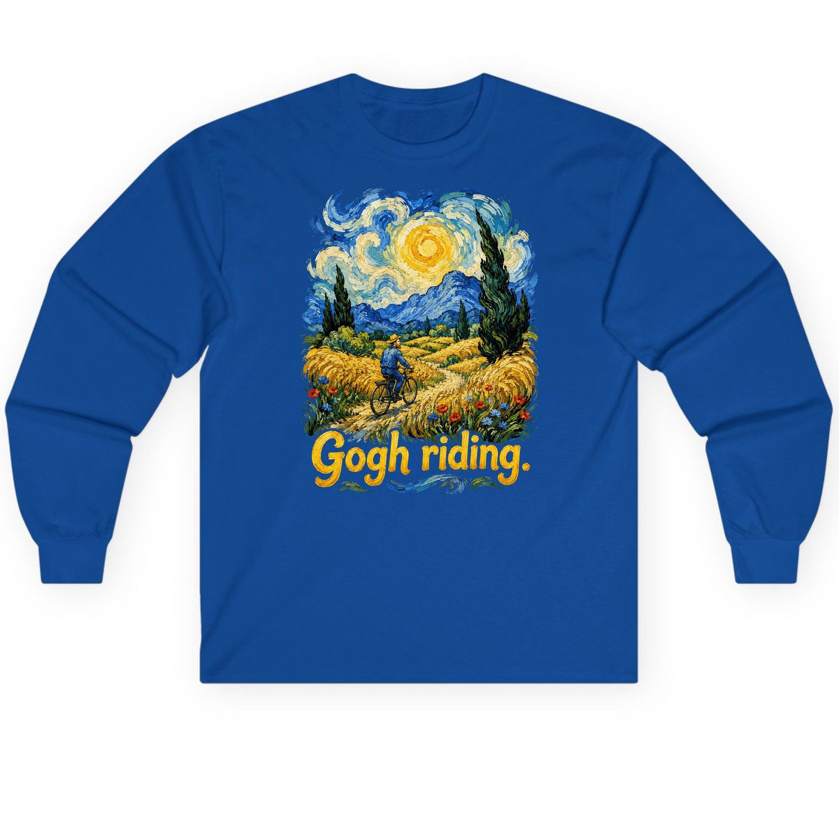 Gogh Riding van gogh art parody Long Sleeve Tee Royal product mockup