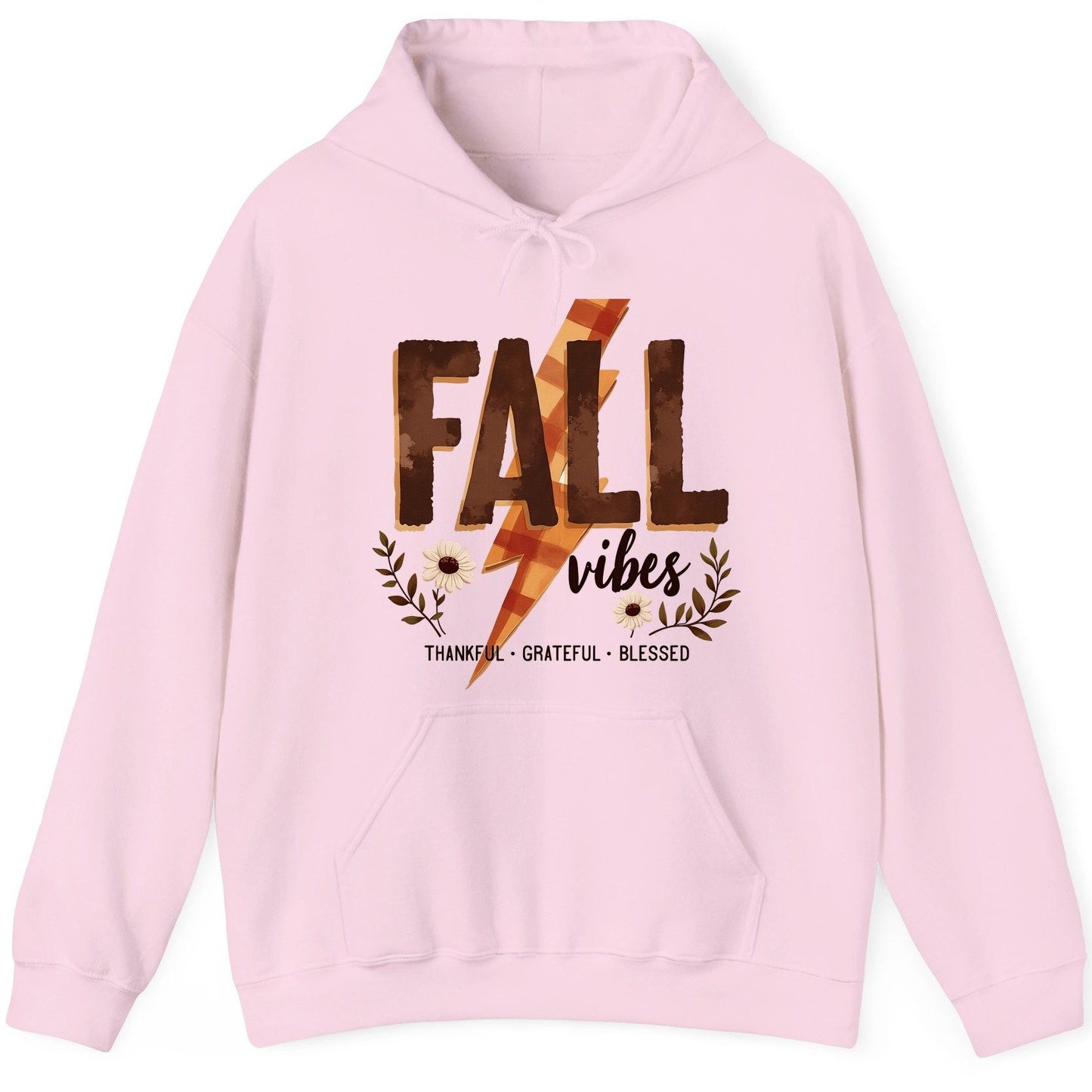 Fall Vibes Thankful Grateful Blessed autumn Hoodie Light Pink product mockup