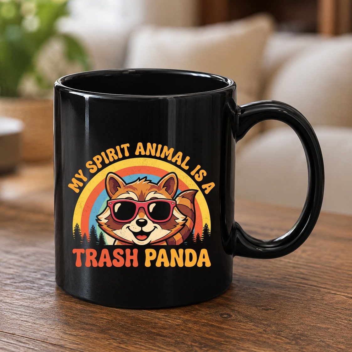 My Spirit Animal Is a Trash Panda raccoon Black Mug Black product mockup