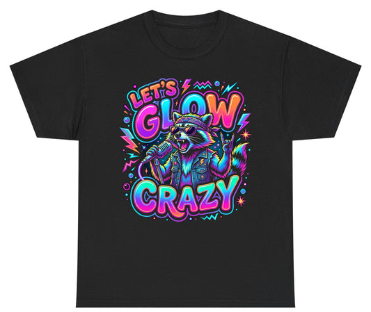 Let's Glow Crazy Funny Rockstar Raccoon Youth T-Shirt - product mockup - Black