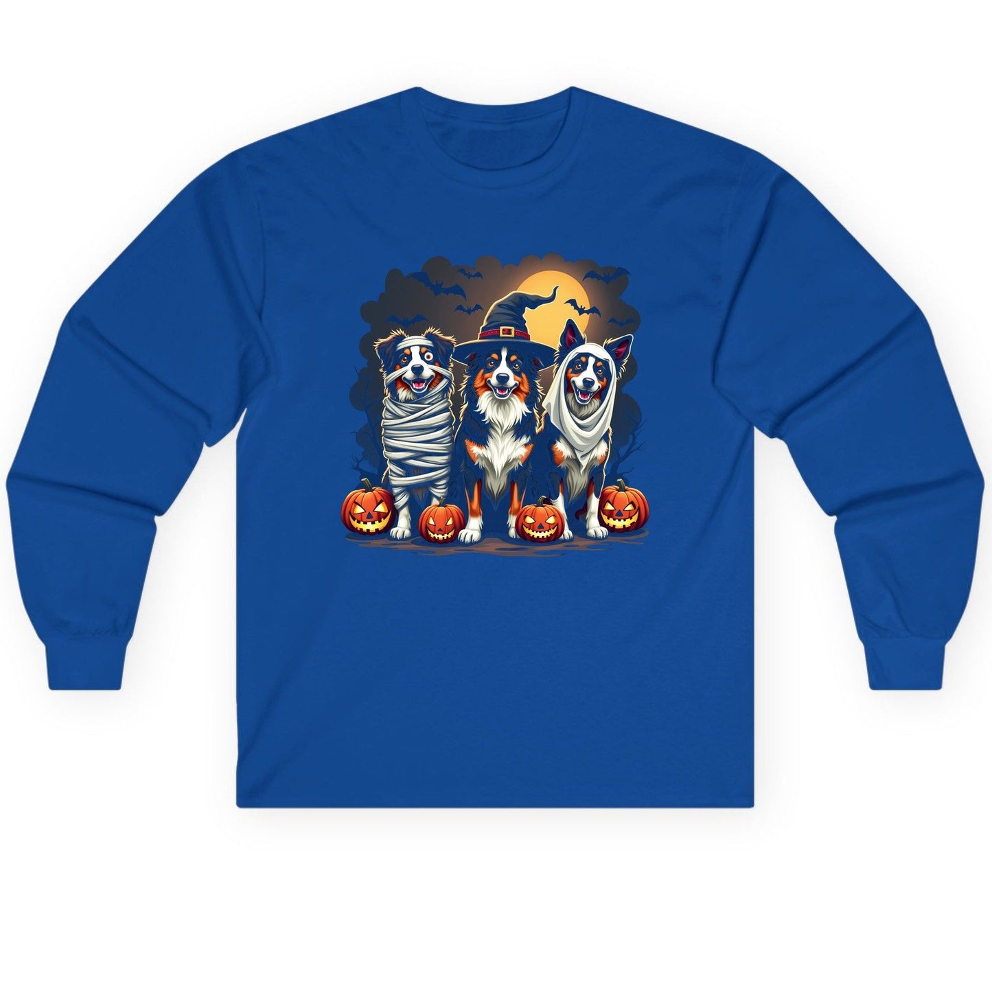 Australian Shepherd Halloween Dogs australian shepherd dogs Long Sleeve Tee Royal product mockup