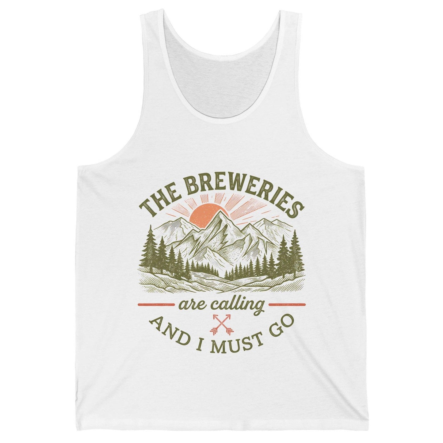 THE Breweries Are Calling AND I MUST GO Funny Craft Beer Tank Top - product mockup - White