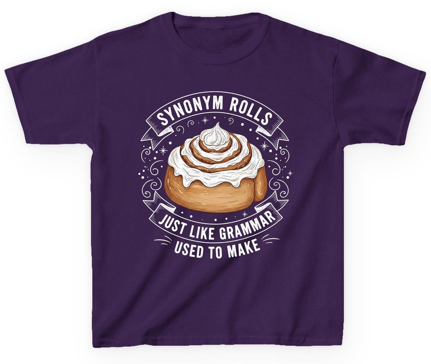 Synonym Rolls Just Like Grammar Used to Make grammar pun Youth T-Shirt Purple product mockup