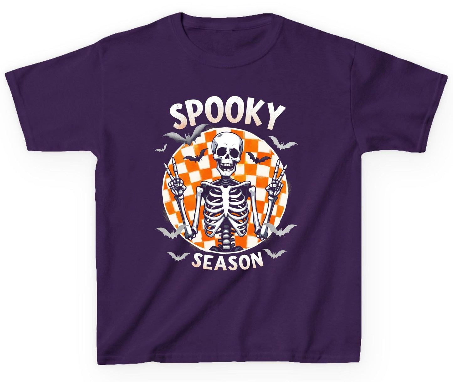 Spooky Season Halloween skeleton Youth T-Shirt Purple product mockup
