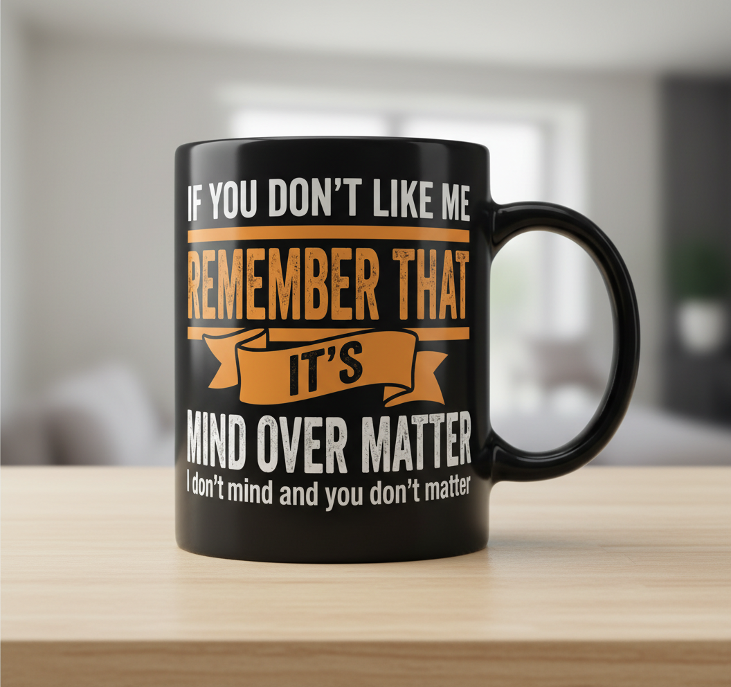 Mind Over Matter Funny Sarcastic Quote Black Mug - Black