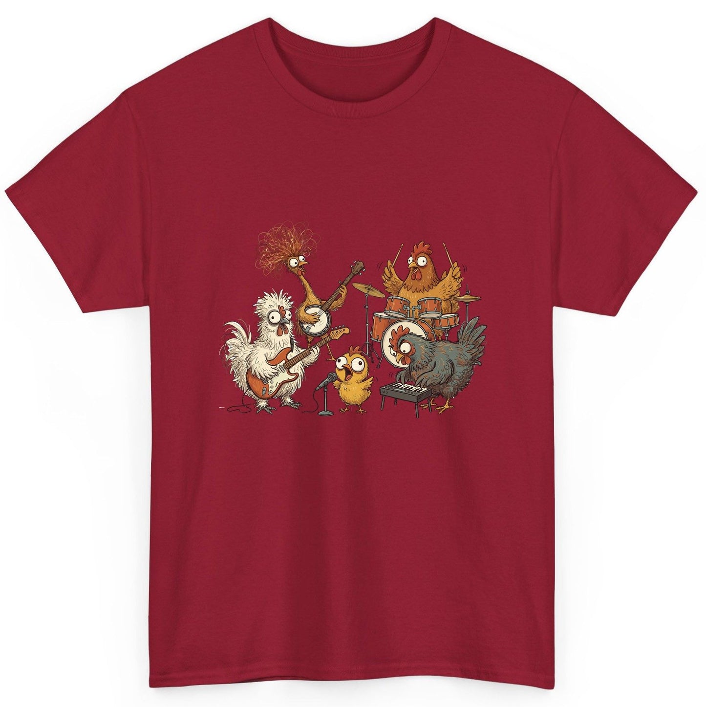 Chicken Rock Band chicken rock band T-Shirt Cardinal Red product mockup