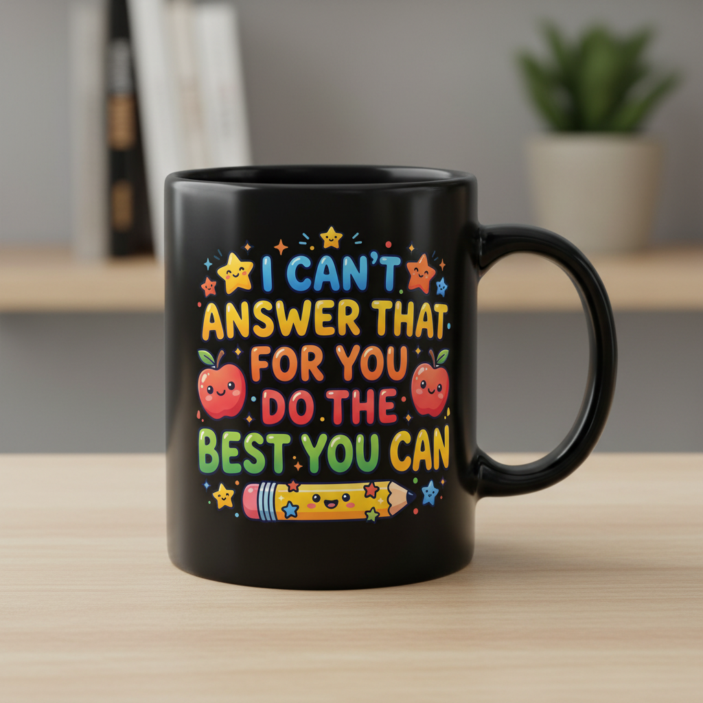 I Can't Answer That For You Cute Teacher Saying Black Mug - Black