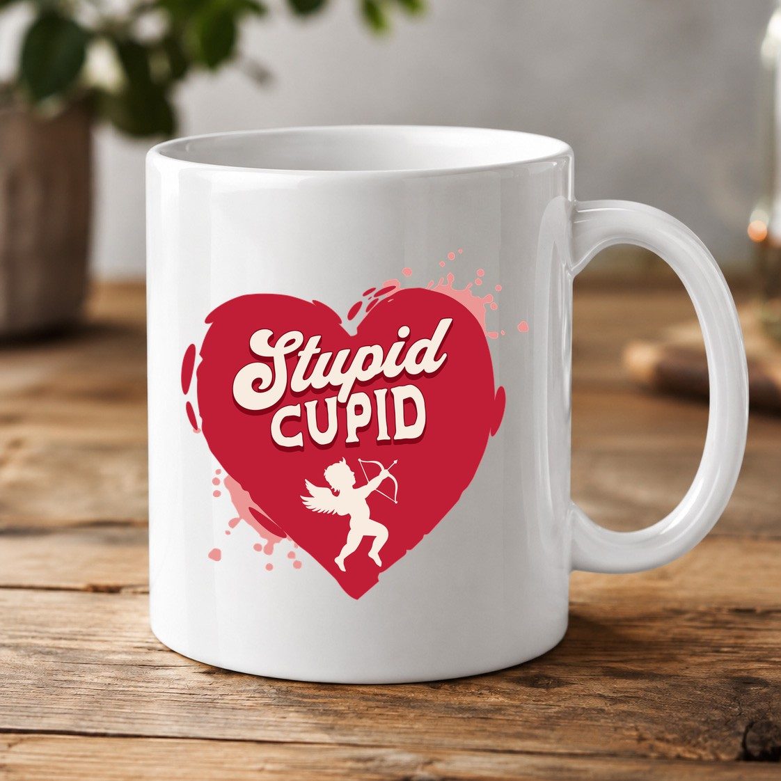 Stupid Cupid anti-Valentine's Day White Mug White product mockup