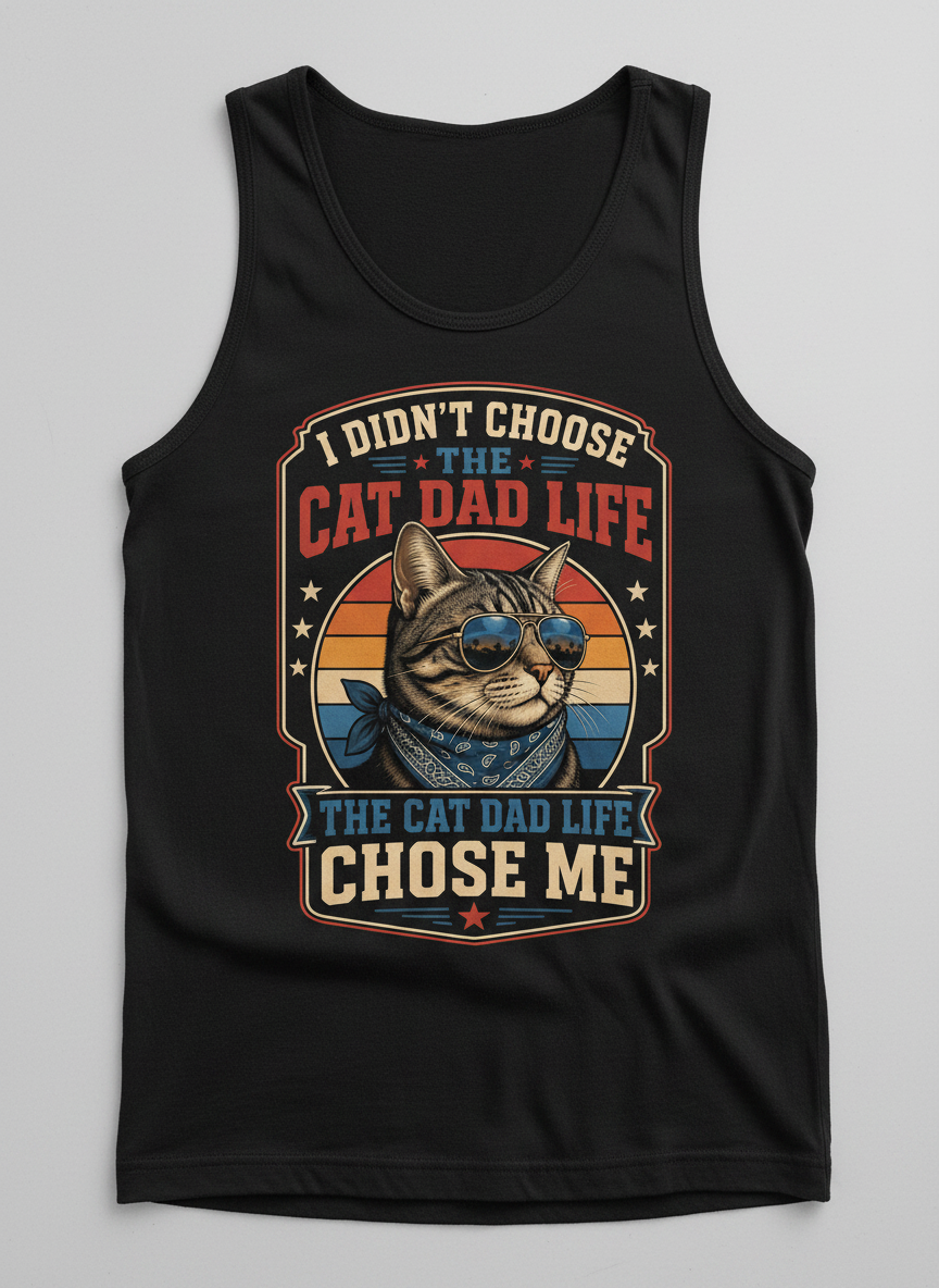 I Didn't Choose The Cat Dad Life The Cat Dad Life Chose Me Tank Top - Black