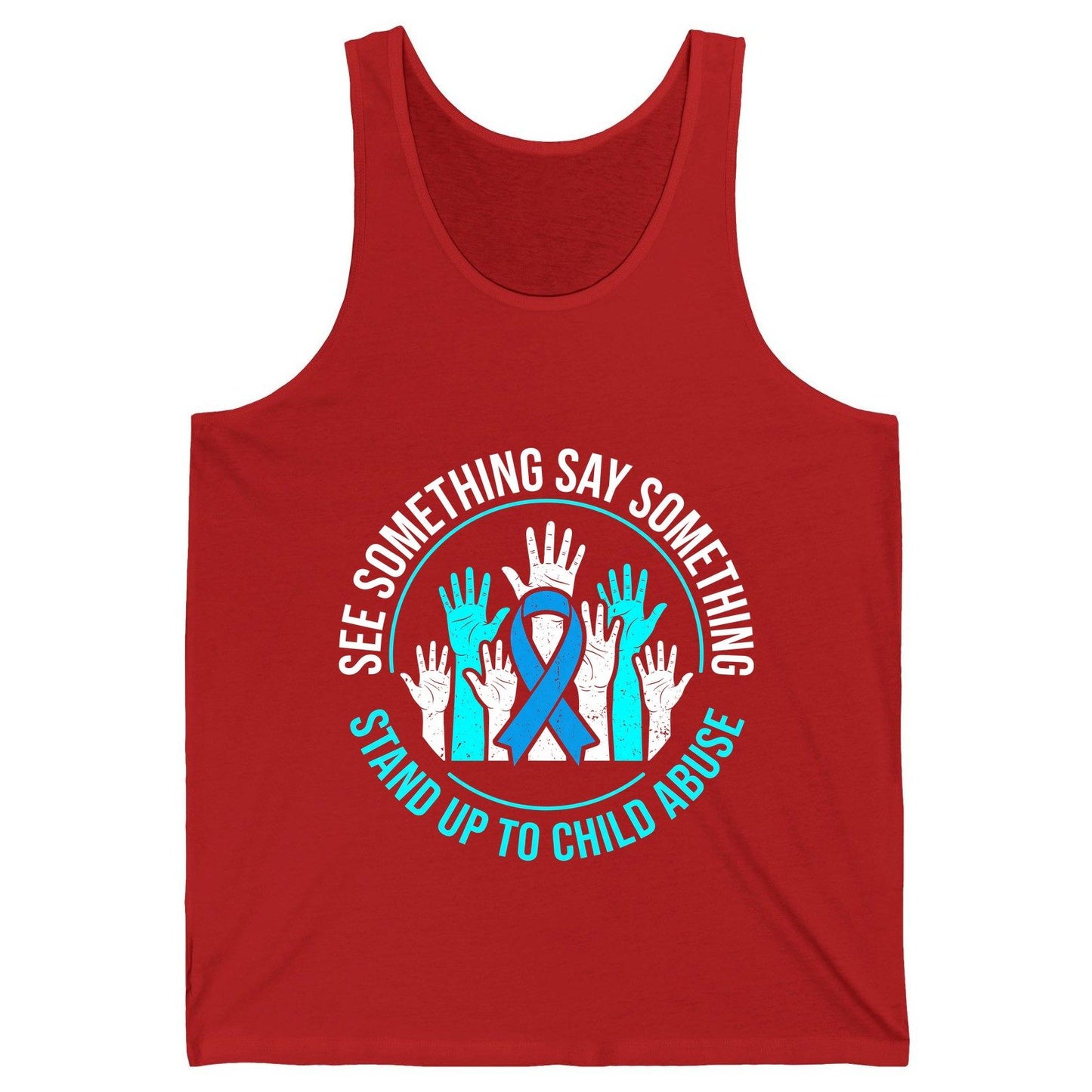 See Something Say Something Stand Up to Child Abuse Awareness Tank Top - product mockup - Red
