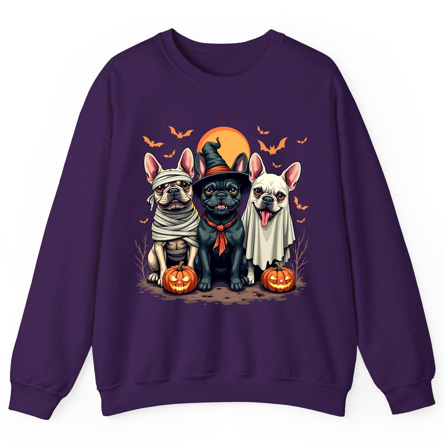 Halloween French Bulldogs Costumes french bulldogs Sweatshirt Purple product mockup