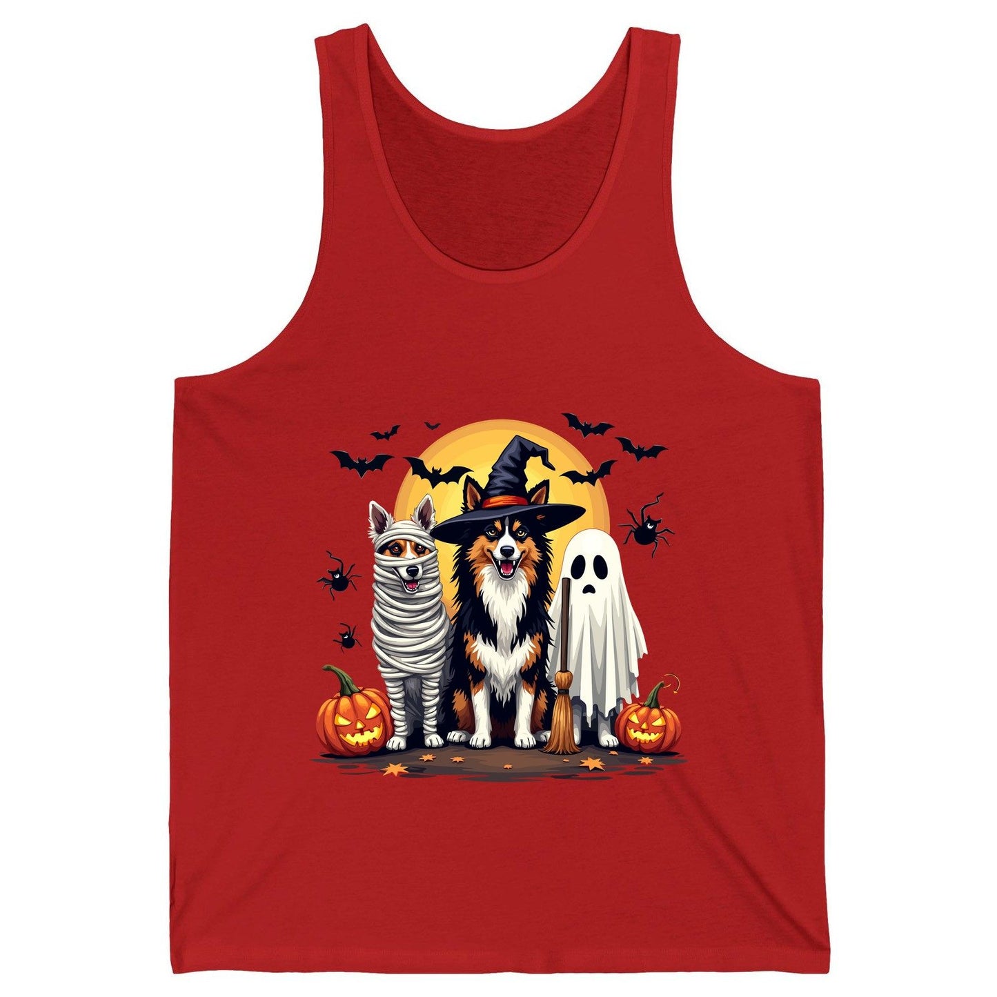 Halloween Dogs in Costumes Halloween dogs Tank Top Red product mockup