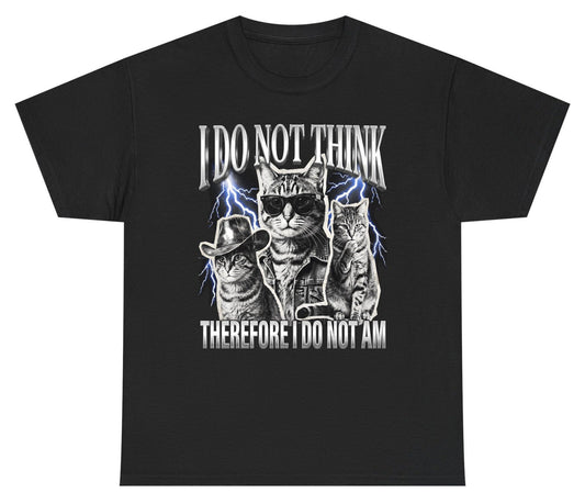 I Do Not Think Therefore I Do Not Am cats Youth T-Shirt Black product mockup