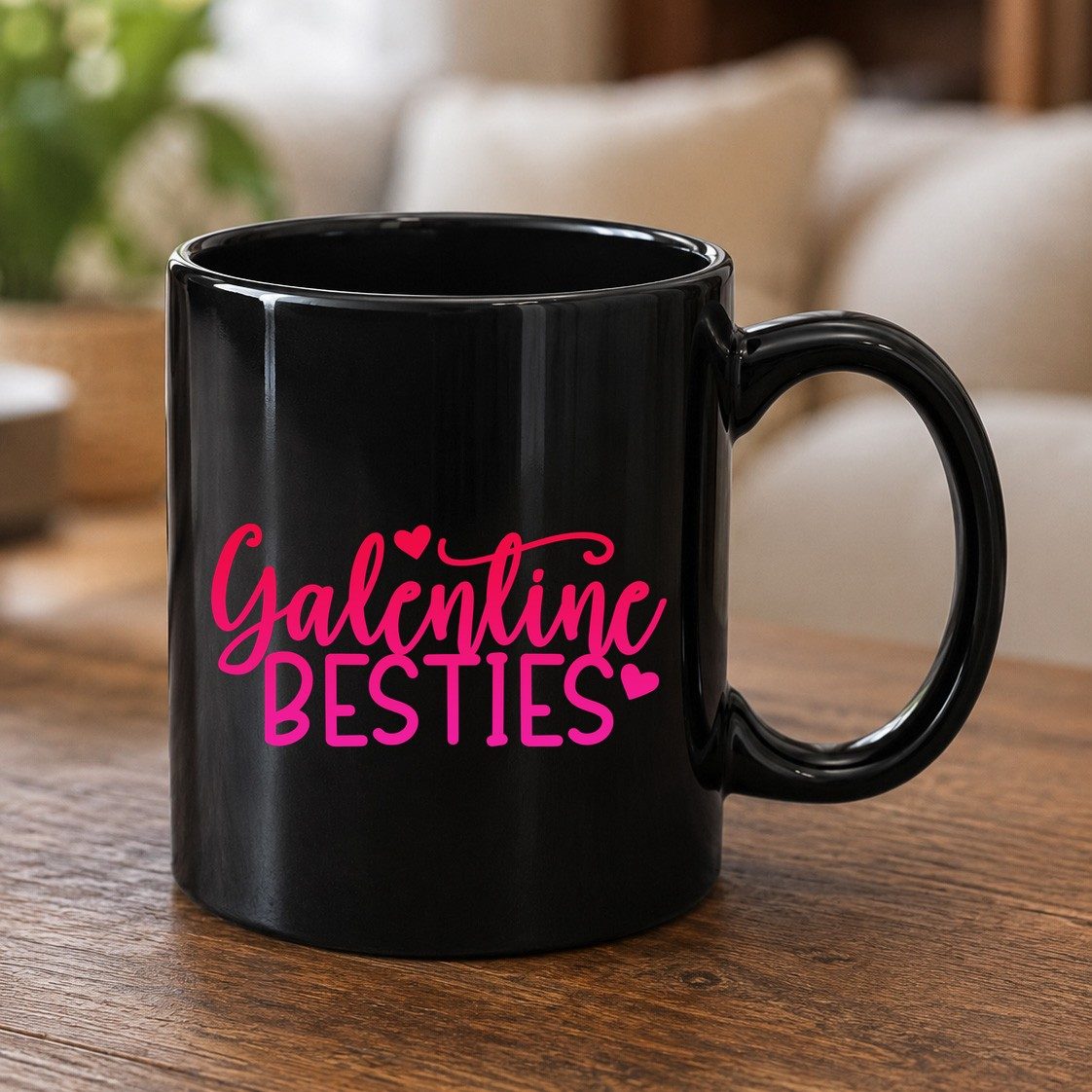 Galentine Besties galentine's day Black Mug Black product mockup