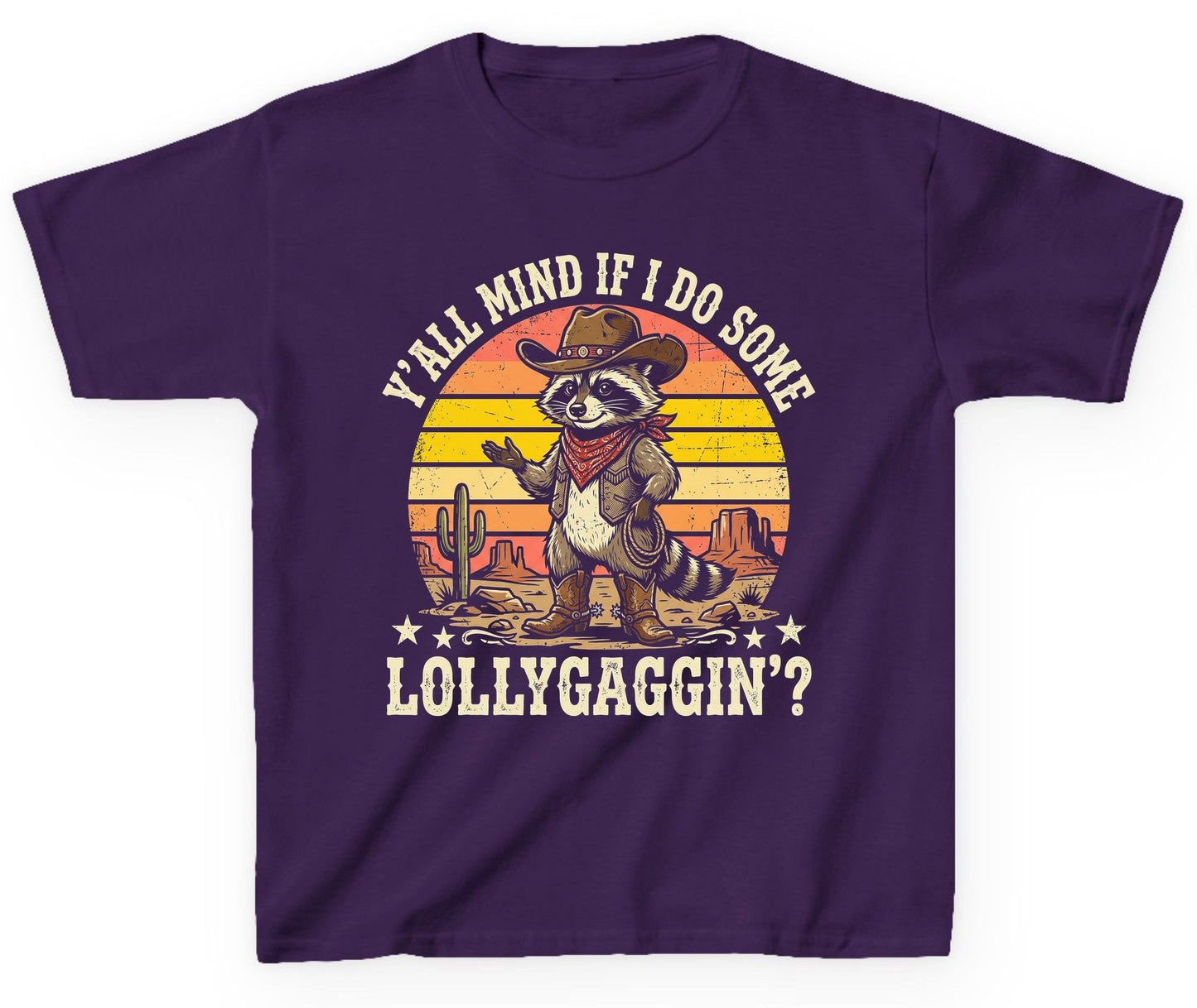 Y'ALL MIND IF I DO SOME Lollygaggin' Youth T-Shirt - product mockup - Purple
