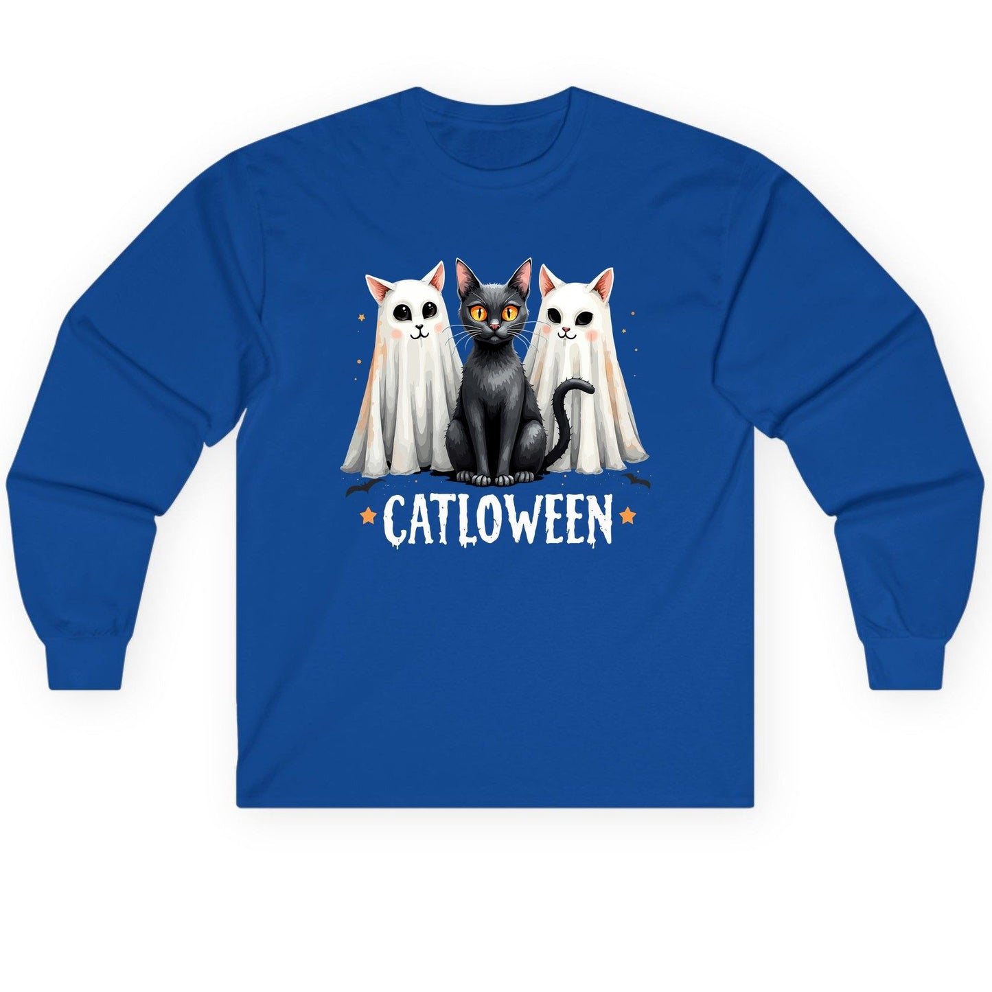 Catloween Halloween cats Long Sleeve Tee Royal product mockup