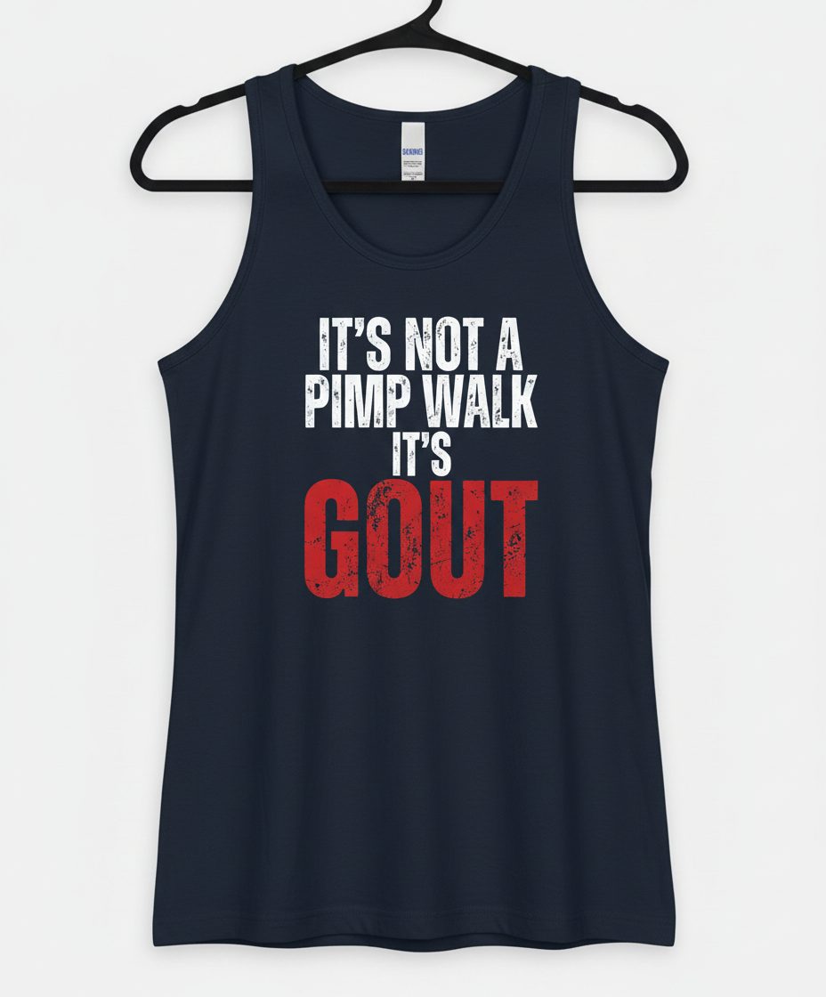 It's Not a Pimp Walk It's Gout Funny People Tank Top - product mockup - Navy