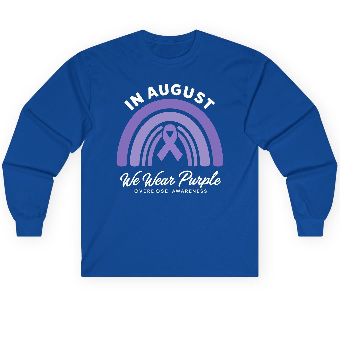 In August We Wear Purple Overdose Awareness overdose awareness Long Sleeve Tee Royal product mockup