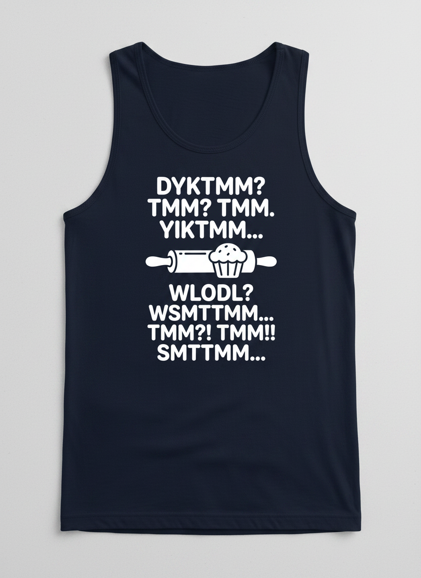 DYKTMM Funny Baking Acronyms Muffin Design Tank Top - Navy
