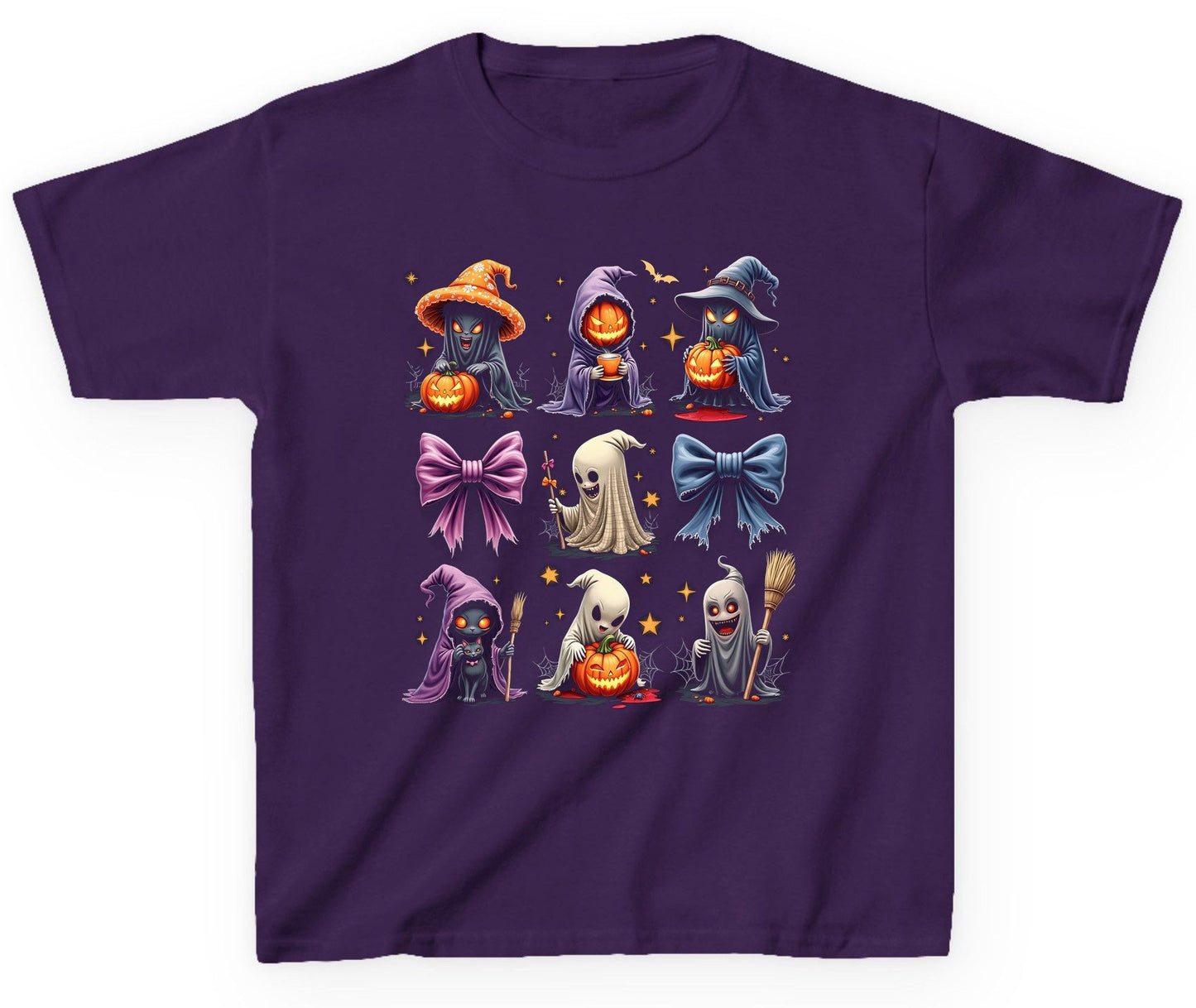 Spooky Cute Halloween Characters Halloween characters Youth T-Shirt Purple product mockup