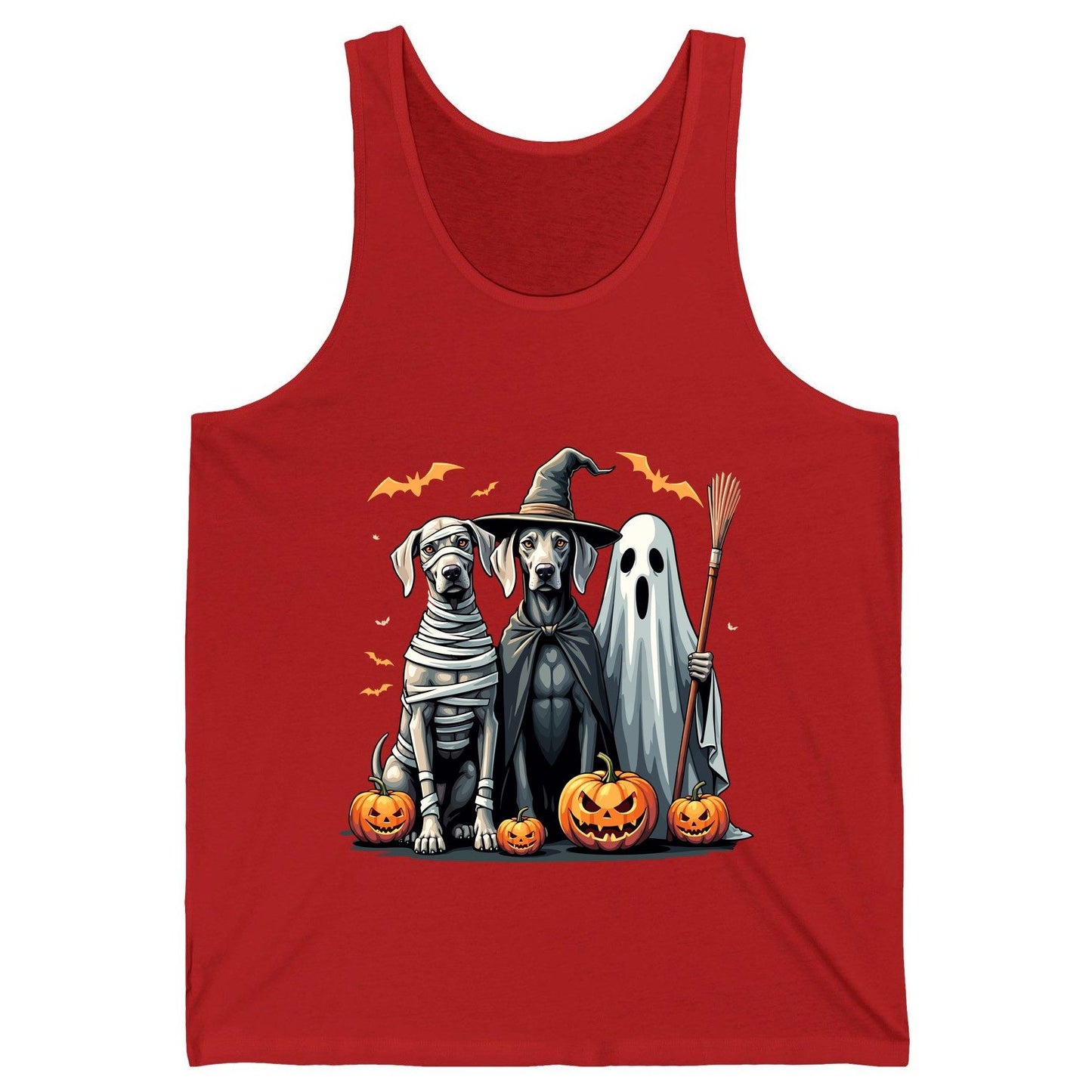 Halloween Weimaraner Dogs Halloween weimaraner dogs Tank Top Red product mockup