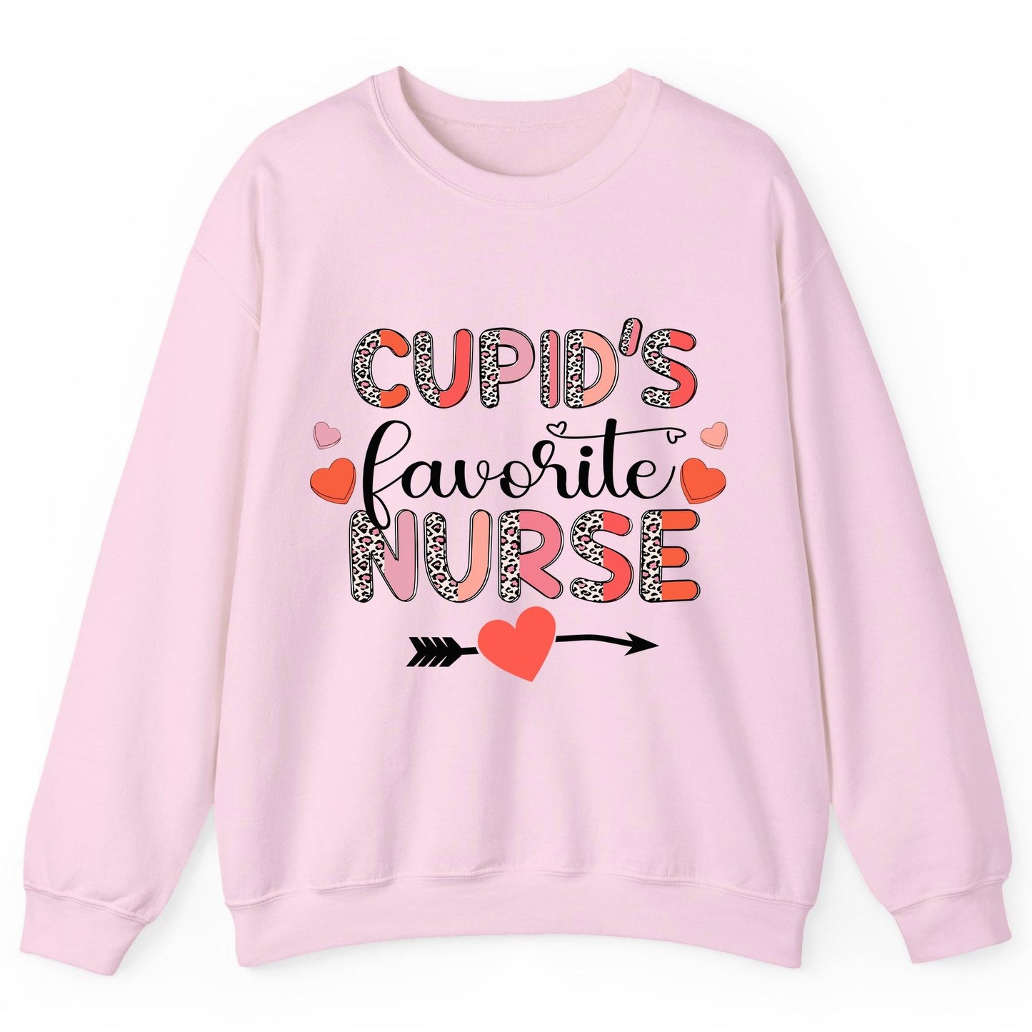 Cupid's Favorite Nurse nurse Sweatshirt Light Pink product mockup