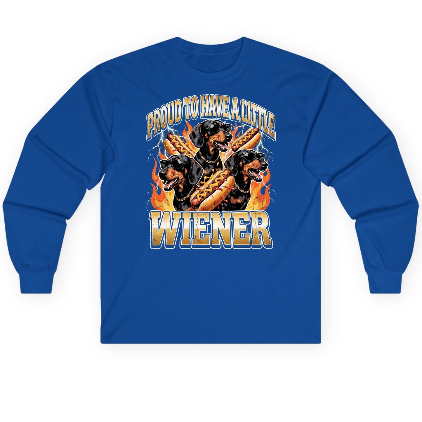 Proud to Have a Little Wiener dachshund Long Sleeve Tee Royal product mockup