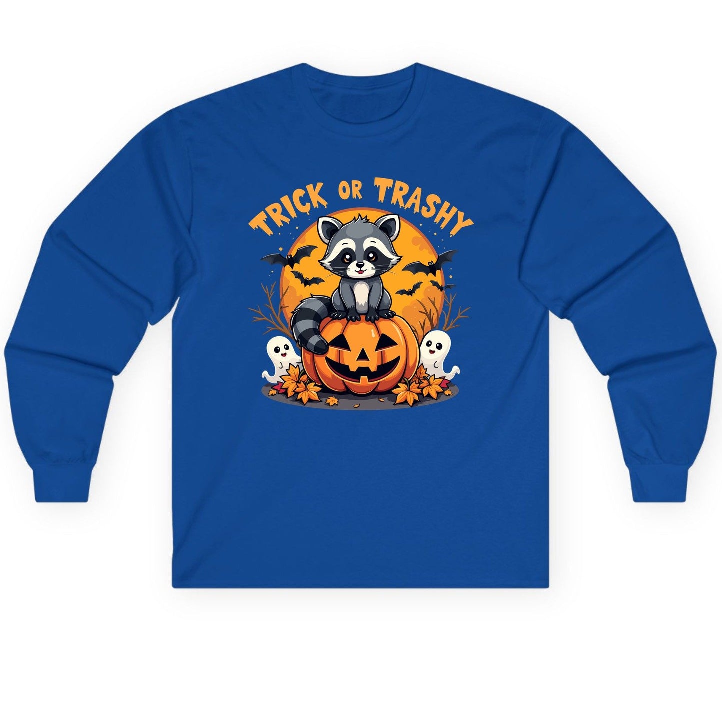 Trick or Trashy raccoon Long Sleeve Tee Royal product mockup