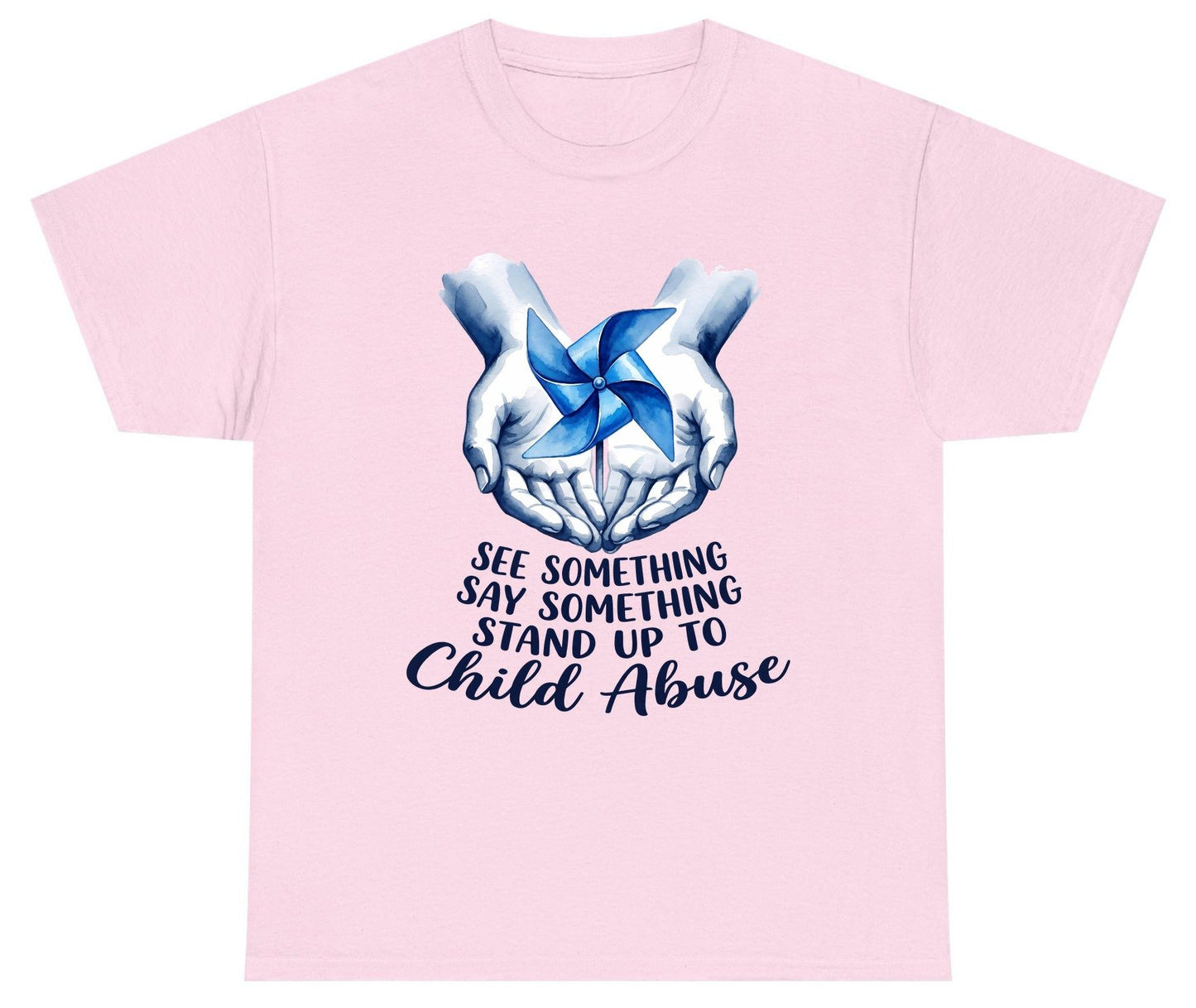 SEE Something SAY Something STAND UP TO Child Abuse Youth T-Shirt - product mockup - Light Pink