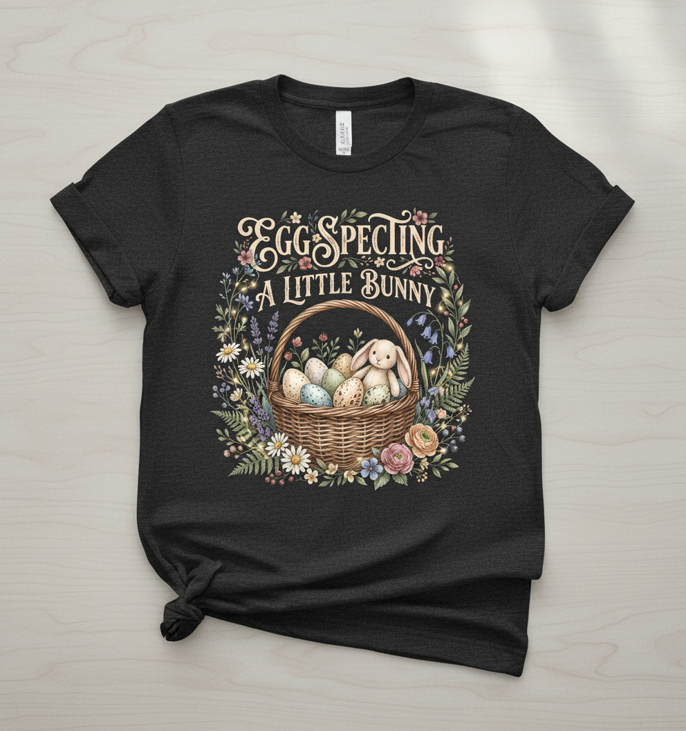 Egg-specting A Little Bunny Pregnancy Announcement T-Shirt - Dark Heather