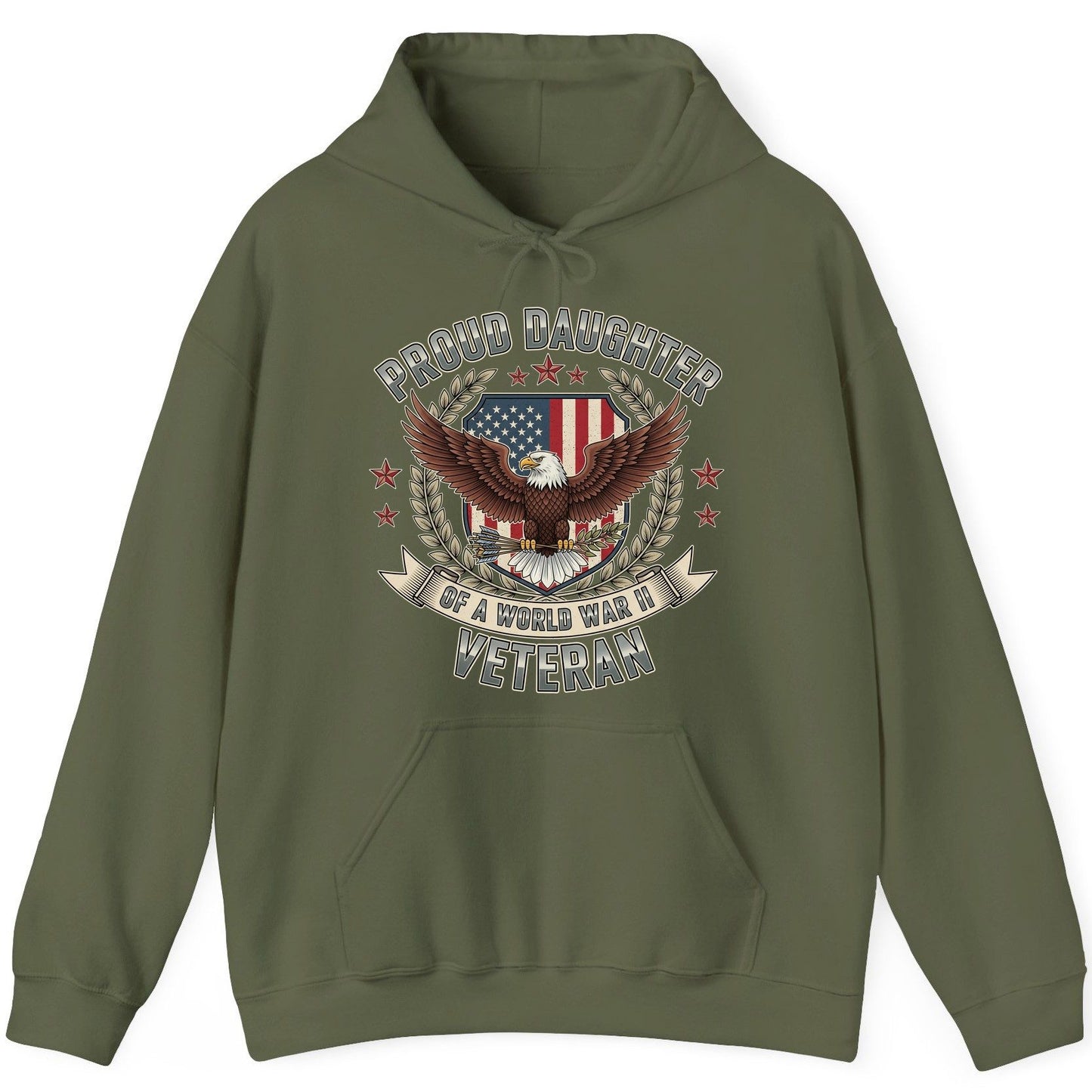 Proud Daughter of a World War Ii Veteran wwii veteran Hoodie Military Green product mockup