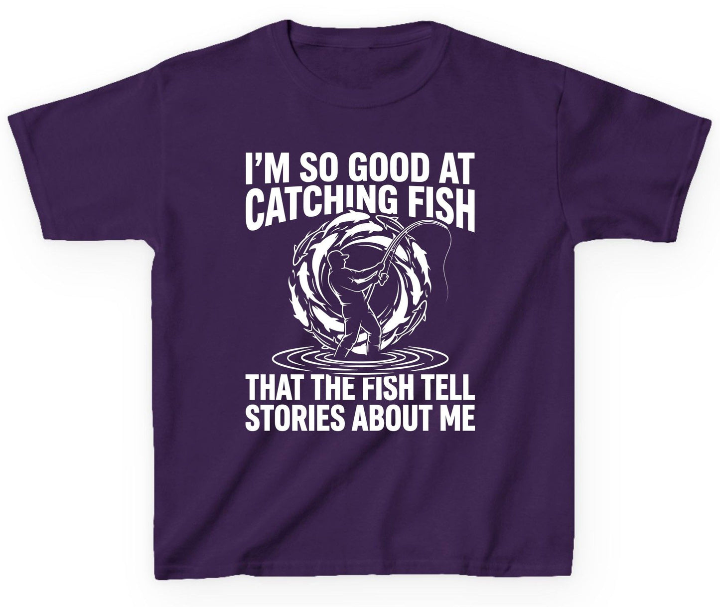 I'm So Good at Catching Fish That the Fish Tell Stories About Me fishing Youth T-Shirt Purple product mockup