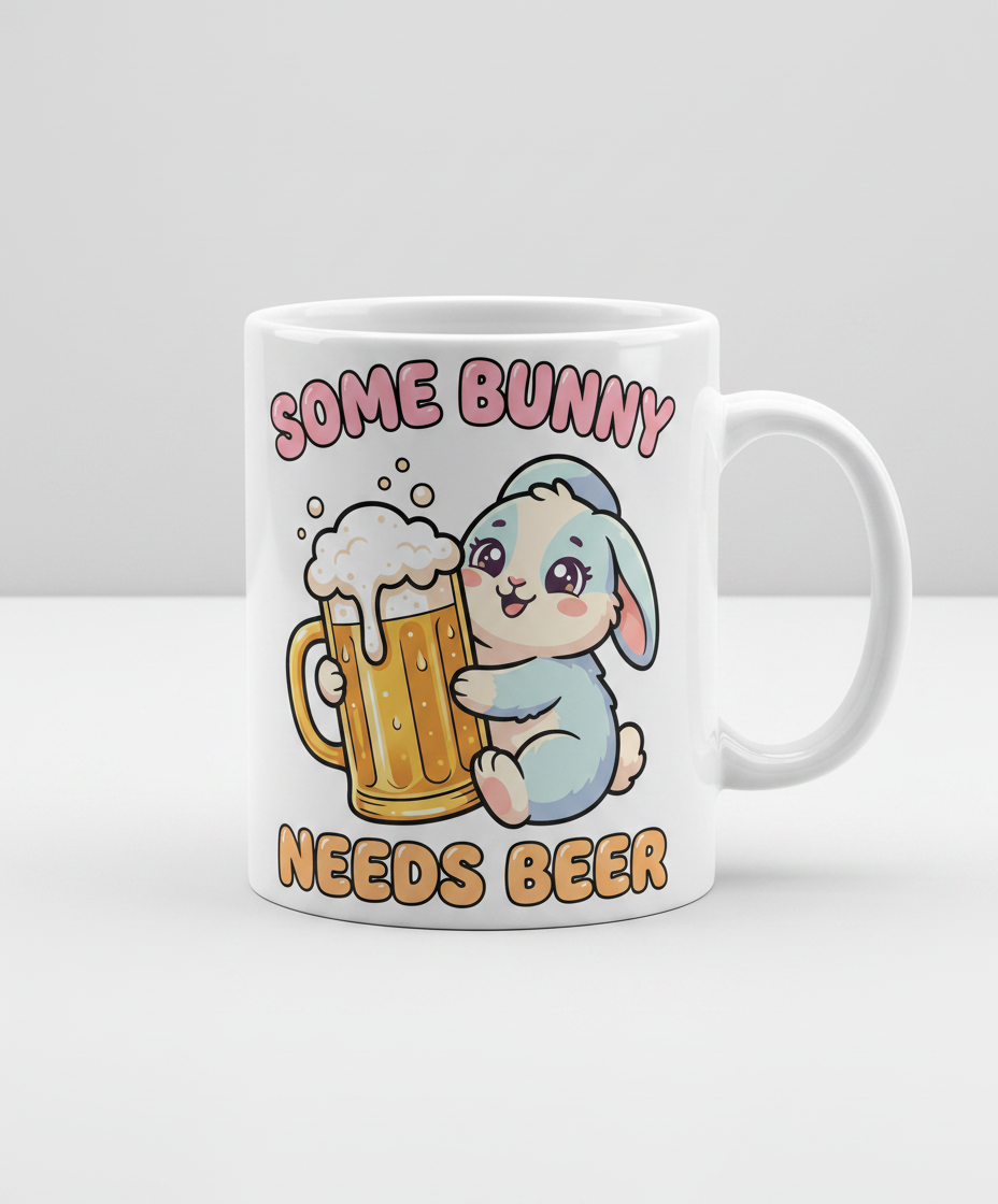 Some Bunny Needs Beer Funny Rabbit White Mug - White