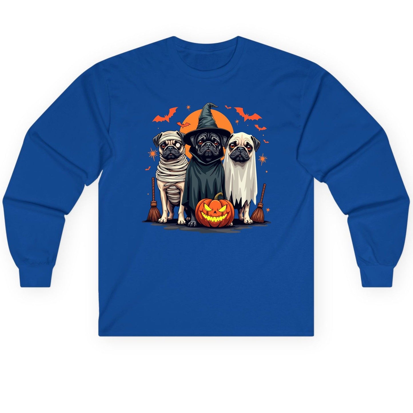 Halloween Pugs Costumes pugs Long Sleeve Tee Royal product mockup