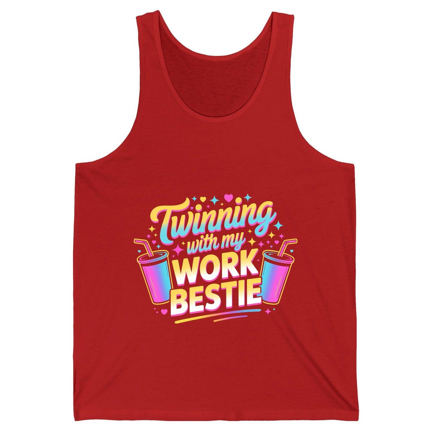 Twinning with My Work Bestie work friendship Tank Top Red product mockup