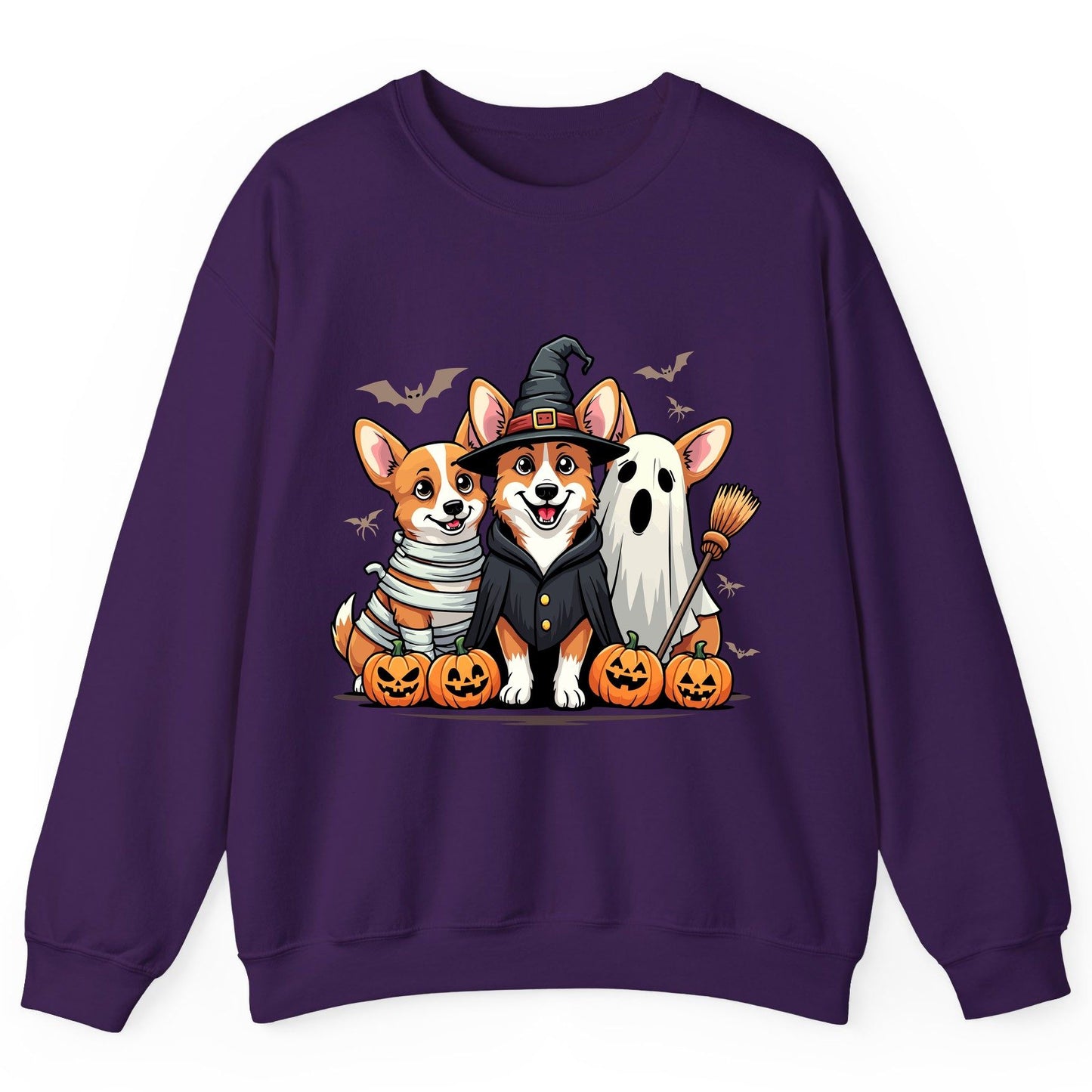 Halloween Corgi Trio Halloween corgis Sweatshirt Purple product mockup