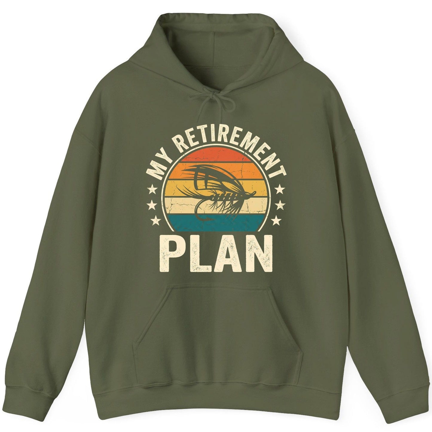 My Retirement Plan fly fishing Hoodie Military Green product mockup