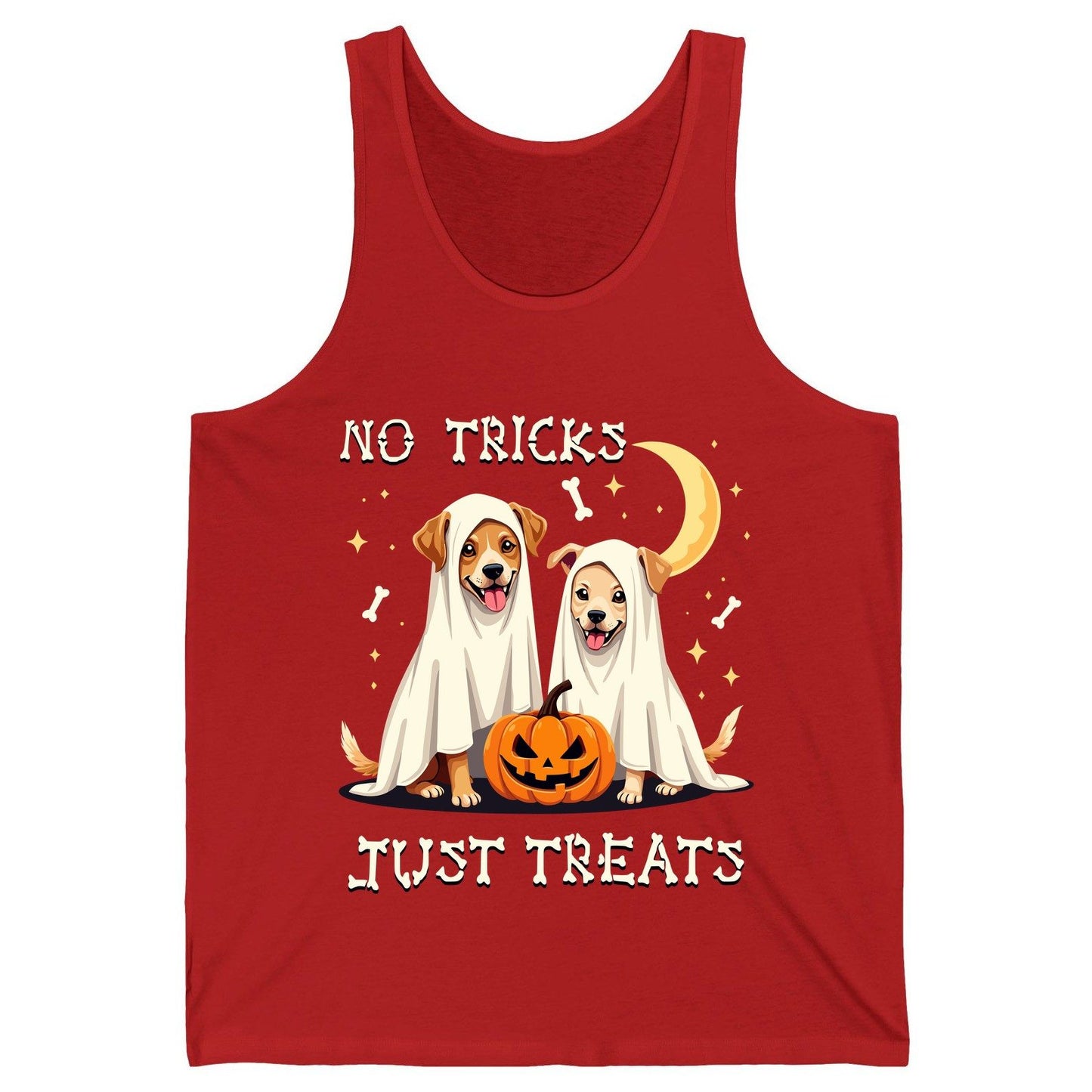 No Tricks Just Treats Halloween dogs Tank Top Red product mockup