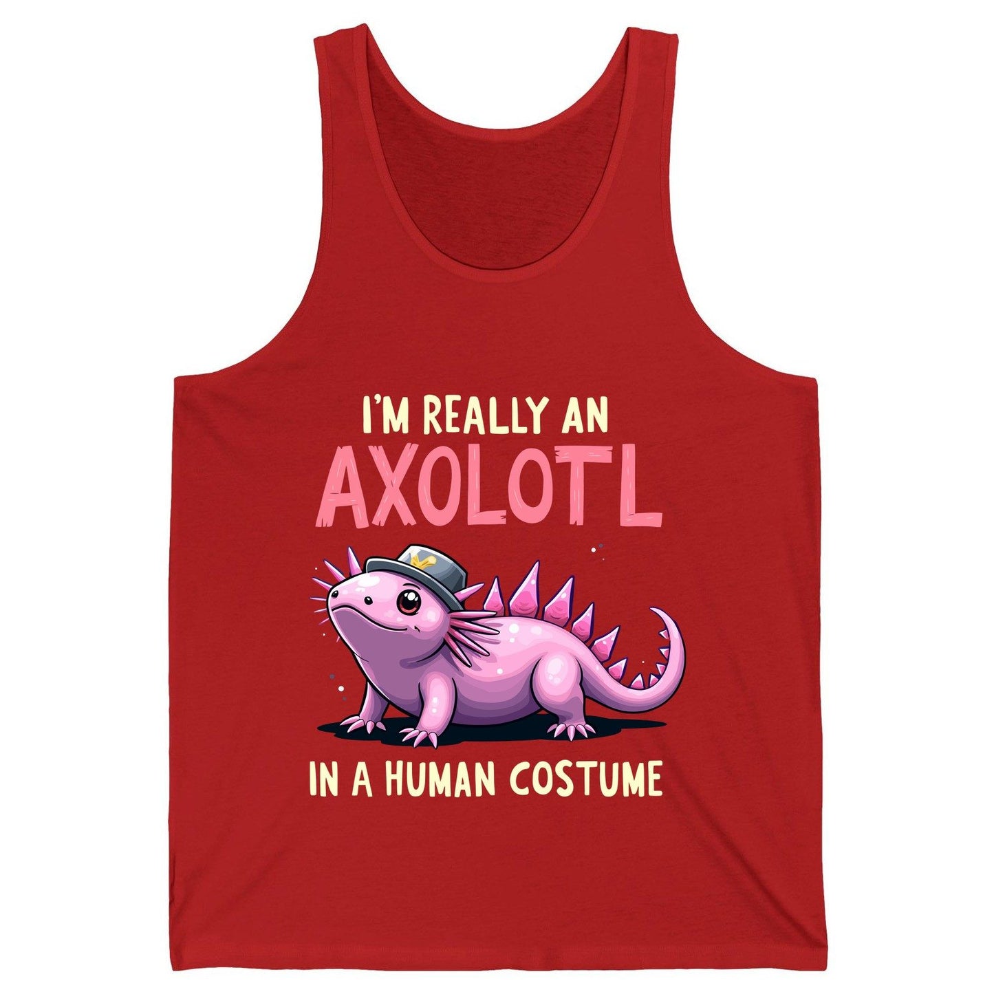 I'm Really an Axolotl in a Human Costume axolotl Tank Top Red product mockup