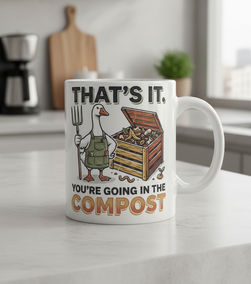 Funny Goose Gardener You're Going In The Compost White Mug - White
