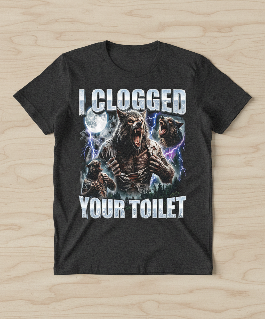 I Clogged Your Toilet Werewolf Meme T-Shirt - Dark Heather