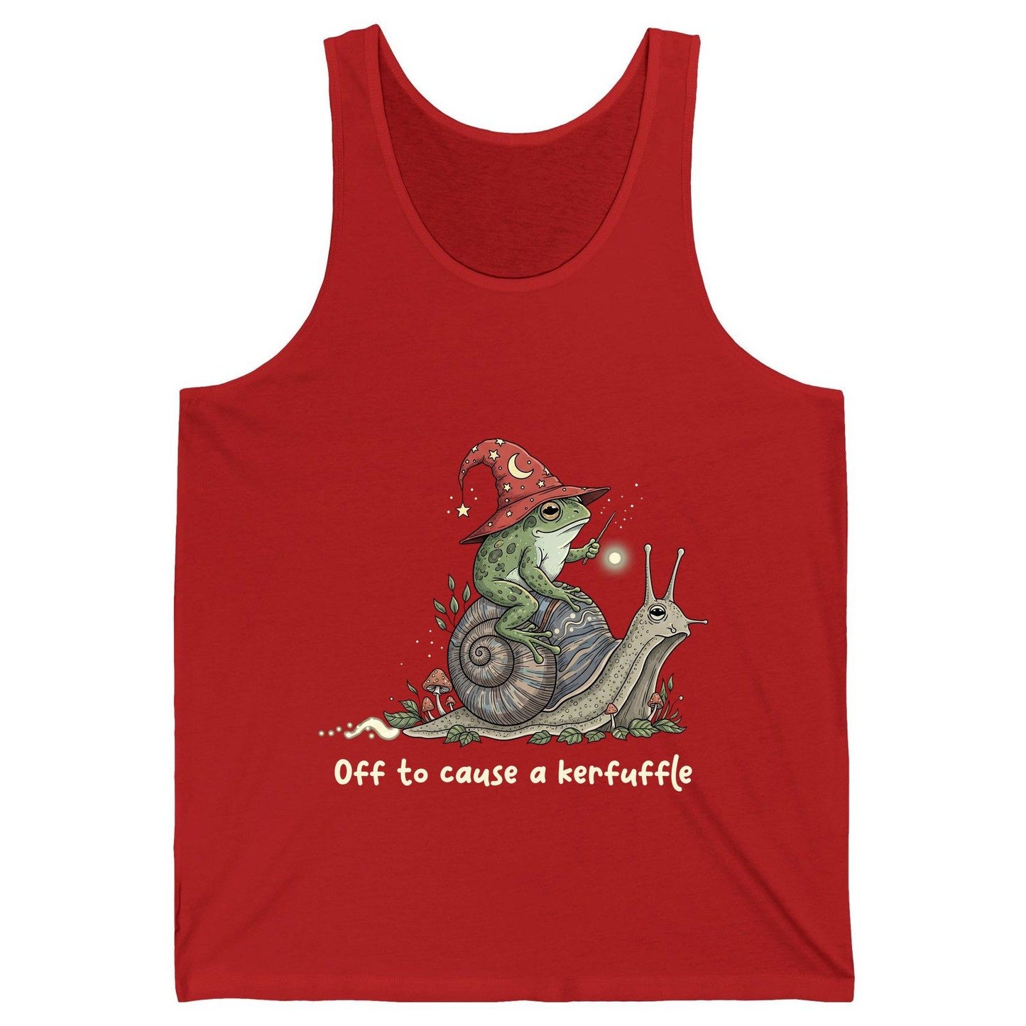 Off to Cause a Kerfuffle wizard frog Tank Top Red product mockup