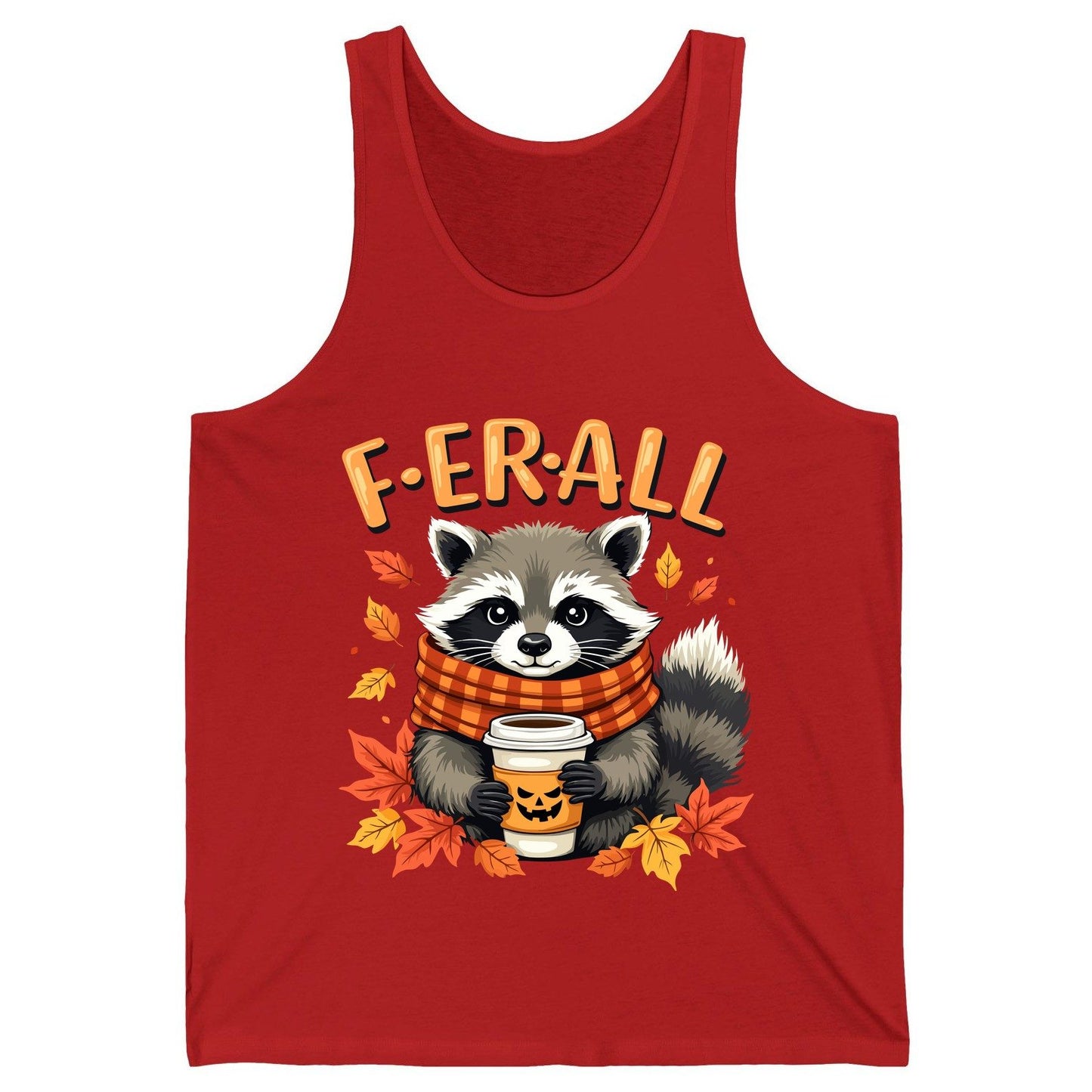F ER All raccoon Tank Top Red product mockup