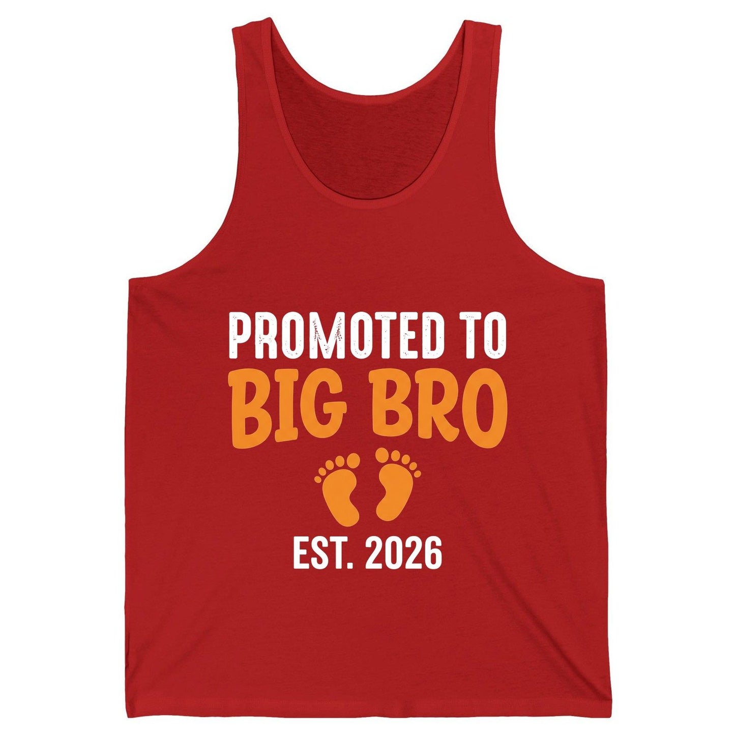Promoted TO BIG BRO EST 2026 Pregnancy Announcement Tank Top - product mockup - Red