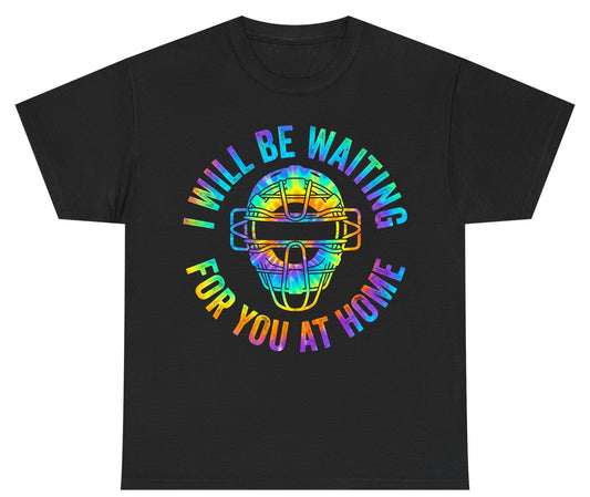 I Will Be Waiting for You at Home baseball catcher Youth T-Shirt Black product mockup