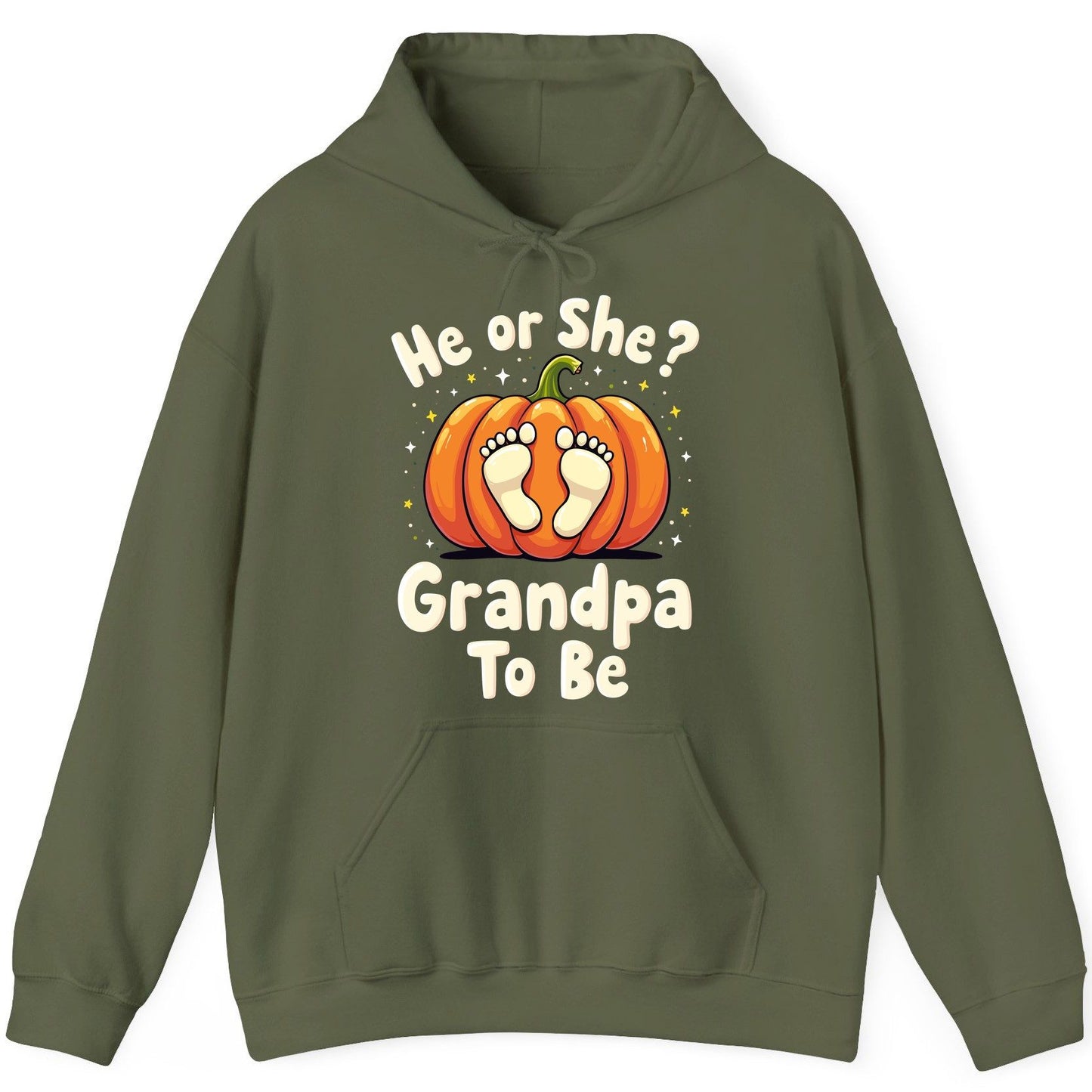 He or She Grandpa to Be gender reveal Hoodie Military Green product mockup