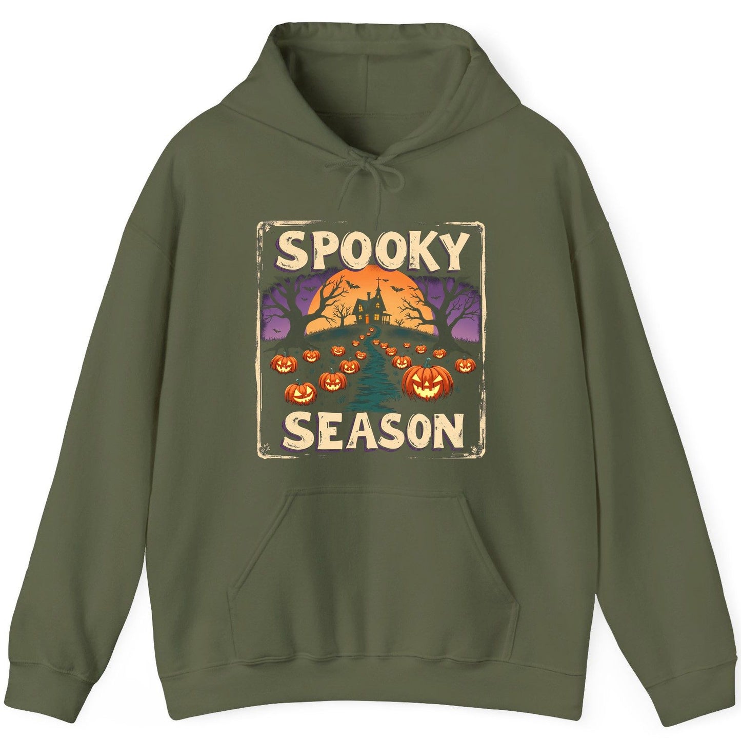 Spooky Season Halloween Hoodie Military Green product mockup